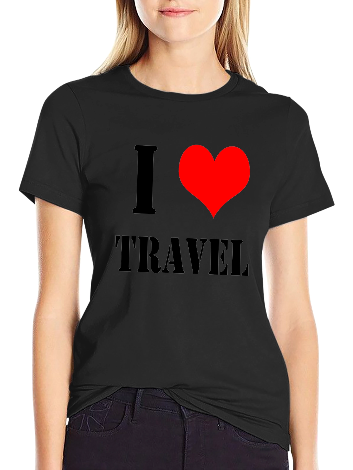 I Heart Travel Black T-Shirt