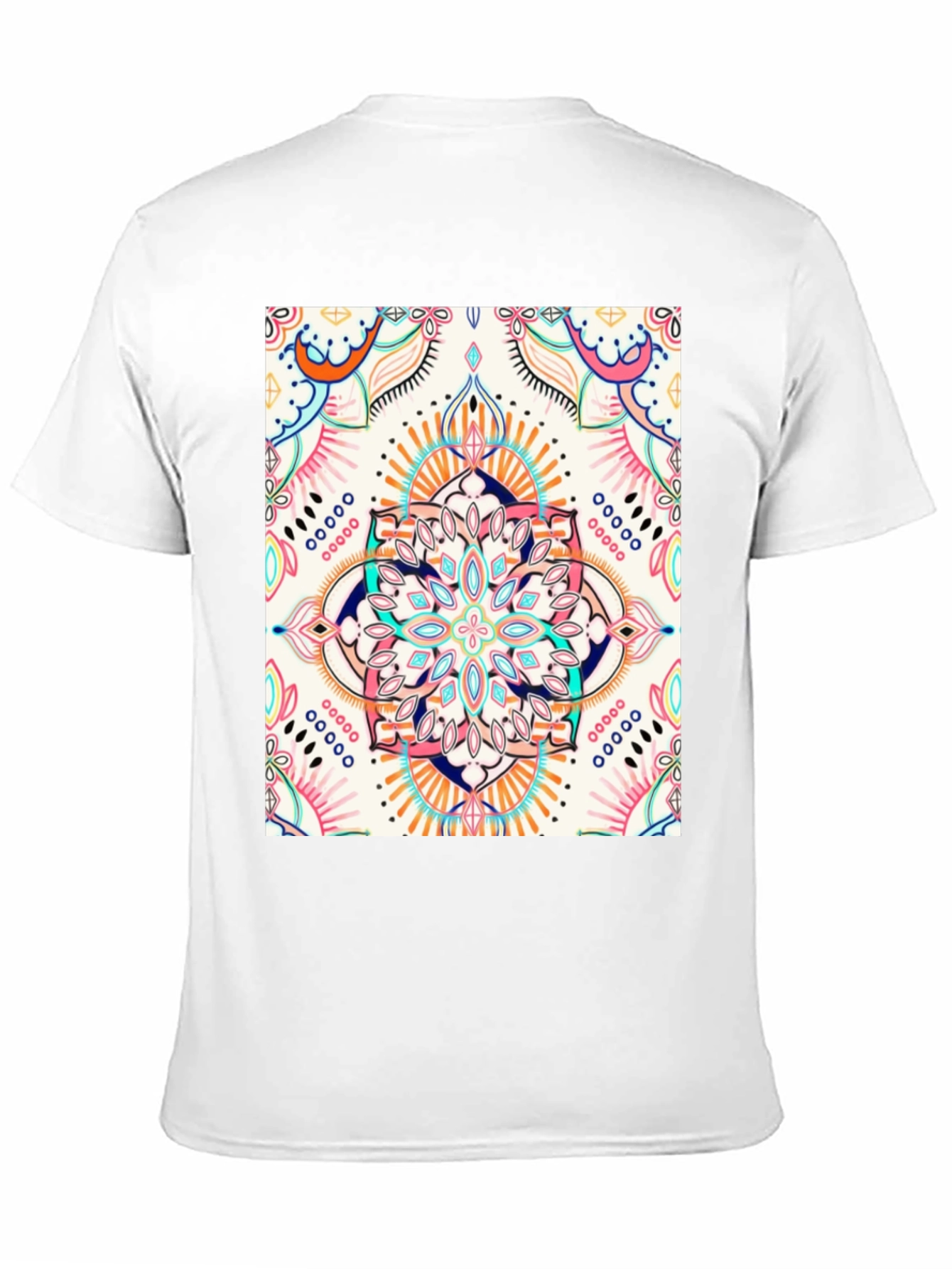 Black T-Shirt with Colorful Mandala Print