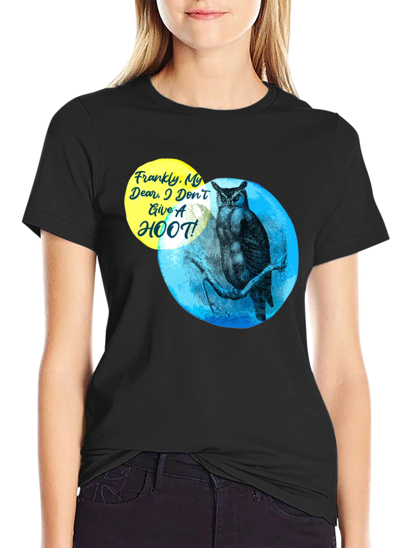 Funny Owl T-Shirt - Frankly My Dear I Dont Give a Hoot!