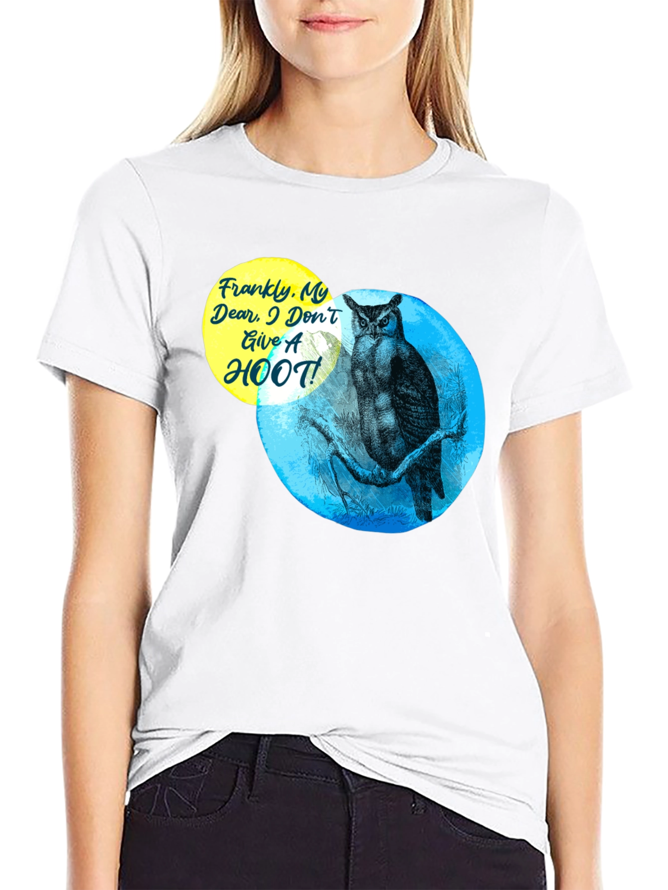 Funny Owl T-Shirt - Frankly My Dear I Dont Give a Hoot!