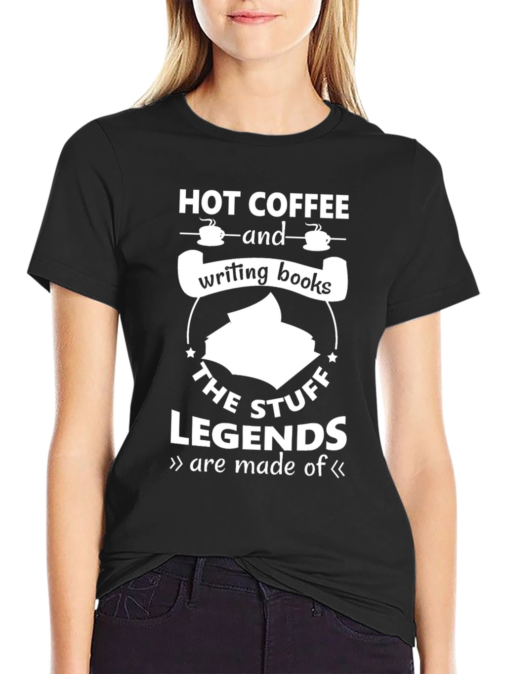 Hot Coffee & Writing Books Tee - Legend Material
