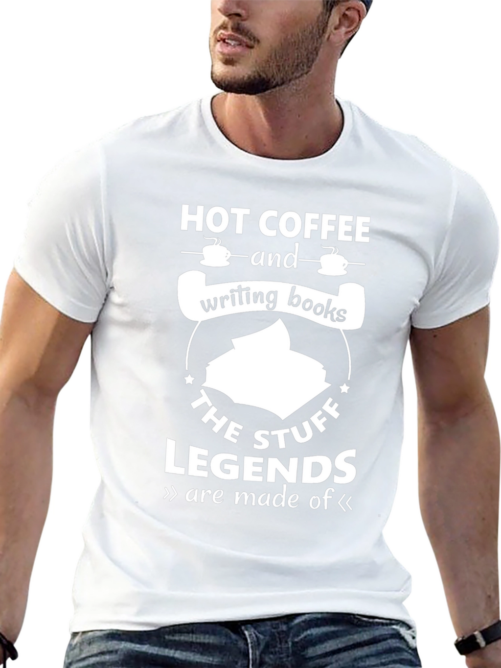 Hot Coffee & Writing Books Tee - Legend Material