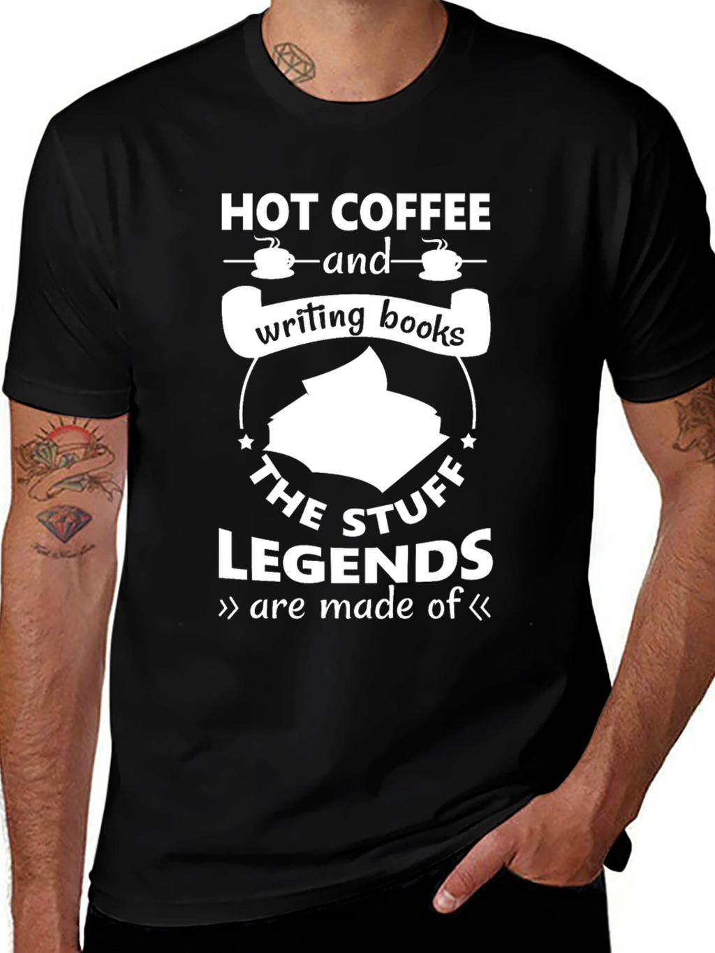 Hot Coffee & Writing Books Tee - Legend Material