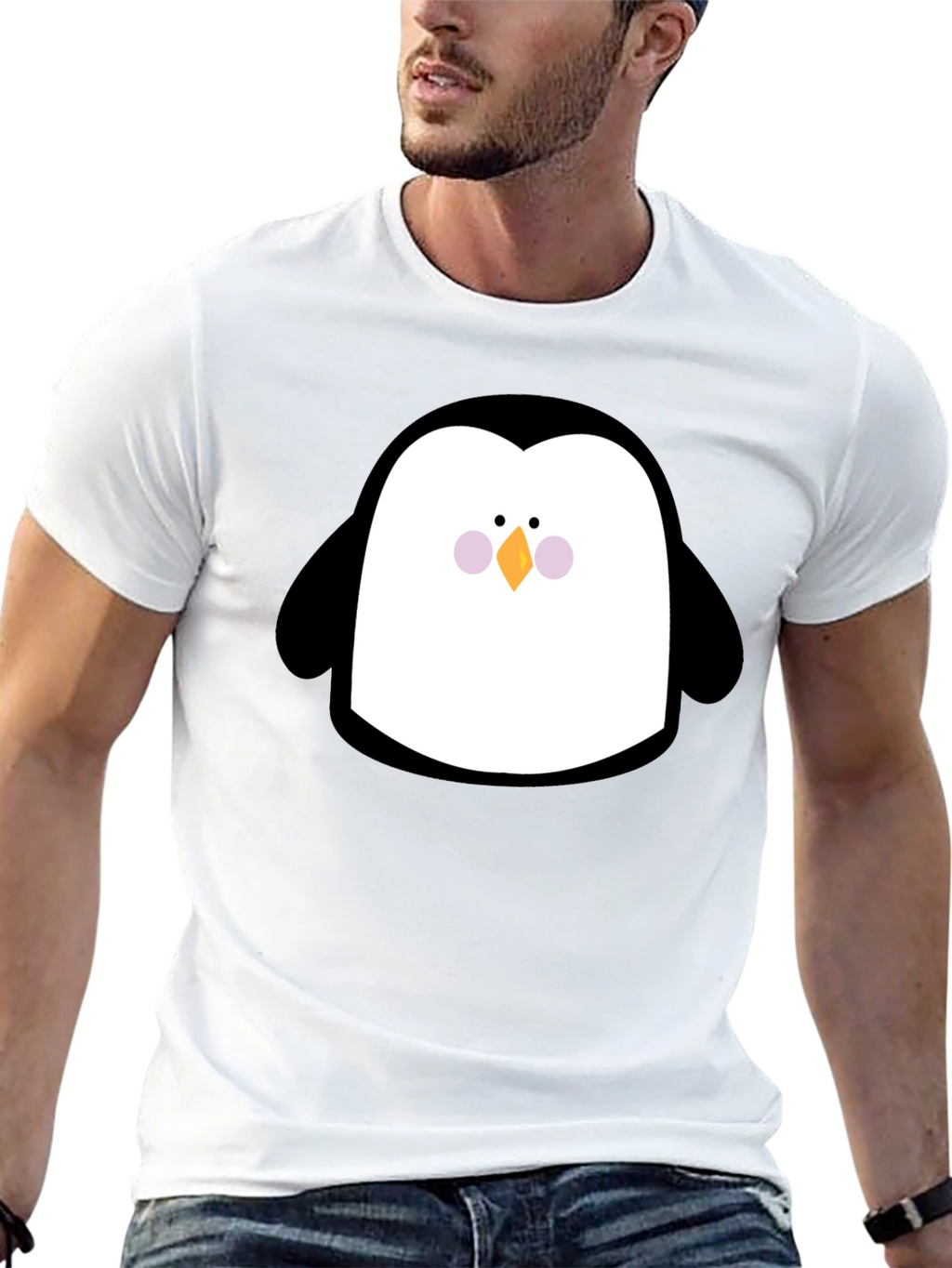 Cute Penguin Graphic Print Black T-Shirt