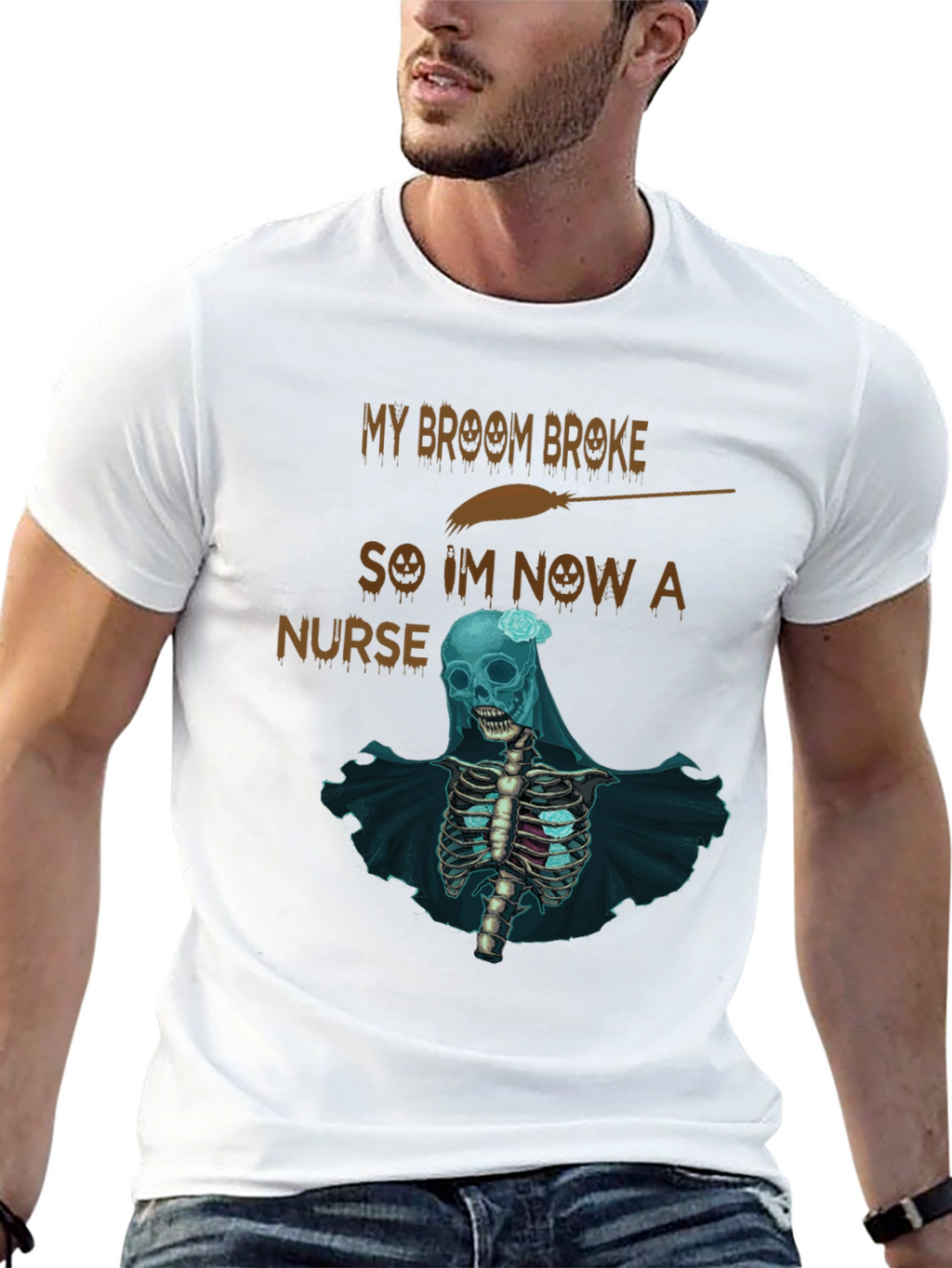 My Broom Broke Nurse Skeleton T-Shirt