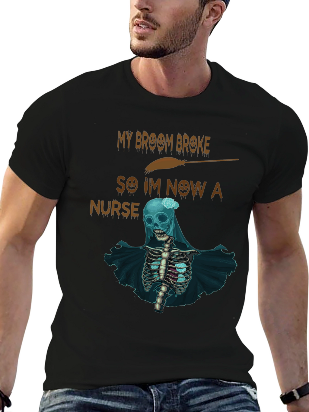 My Broom Broke Nurse Skeleton T-Shirt