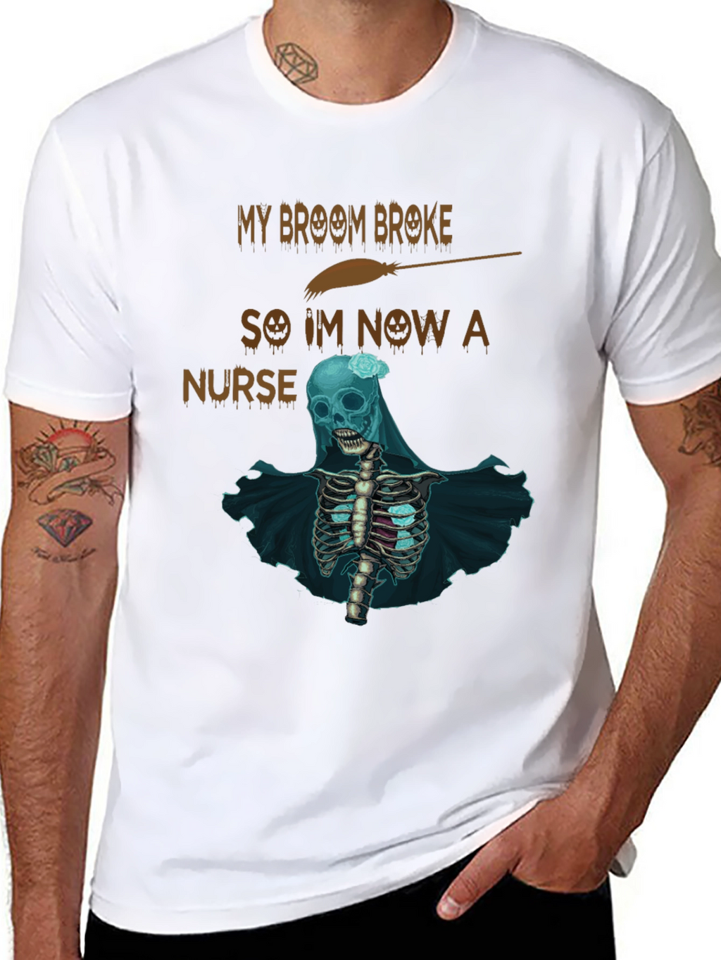 My Broom Broke Nurse Skeleton T-Shirt