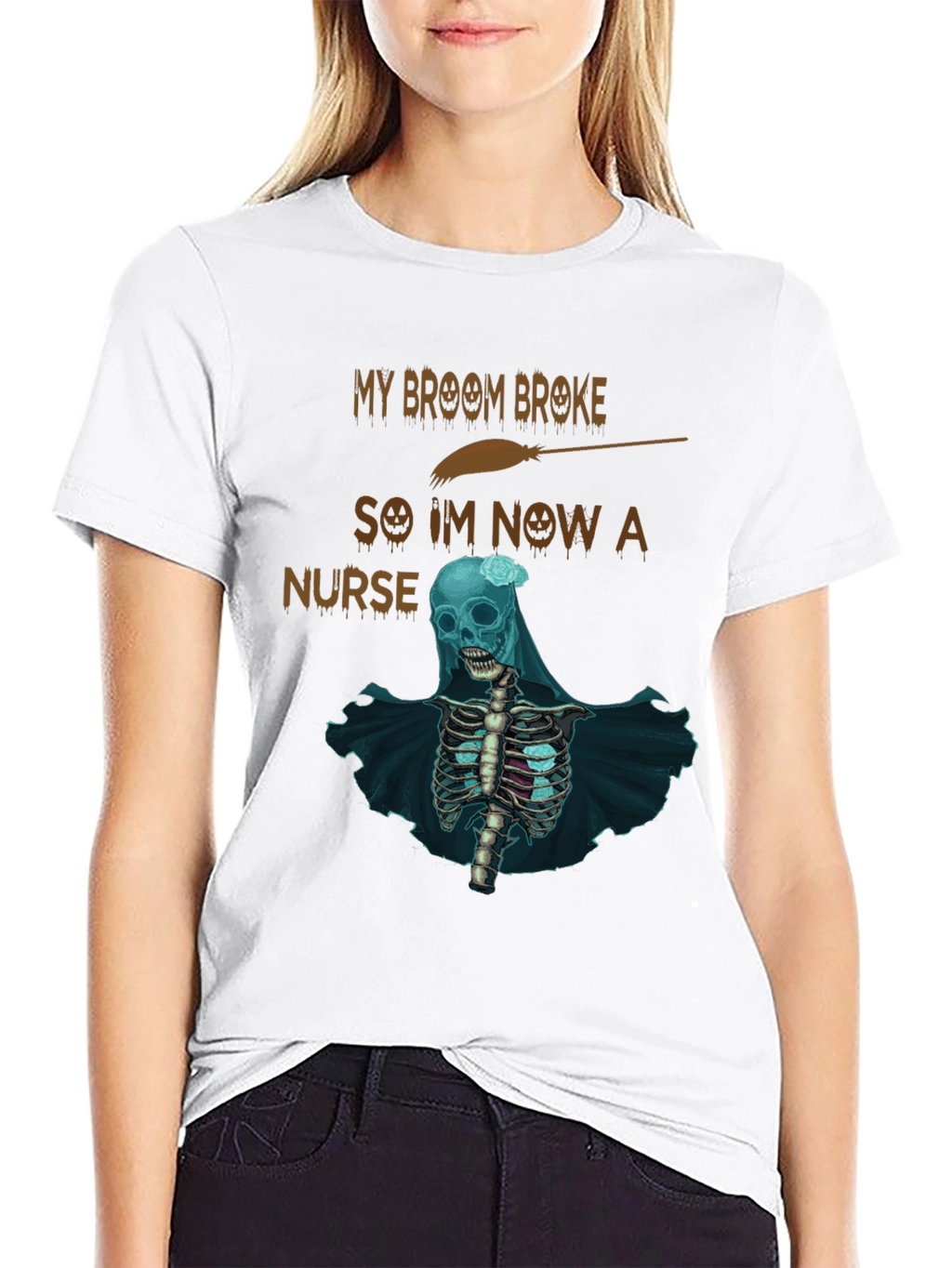 My Broom Broke Nurse Skeleton T-Shirt