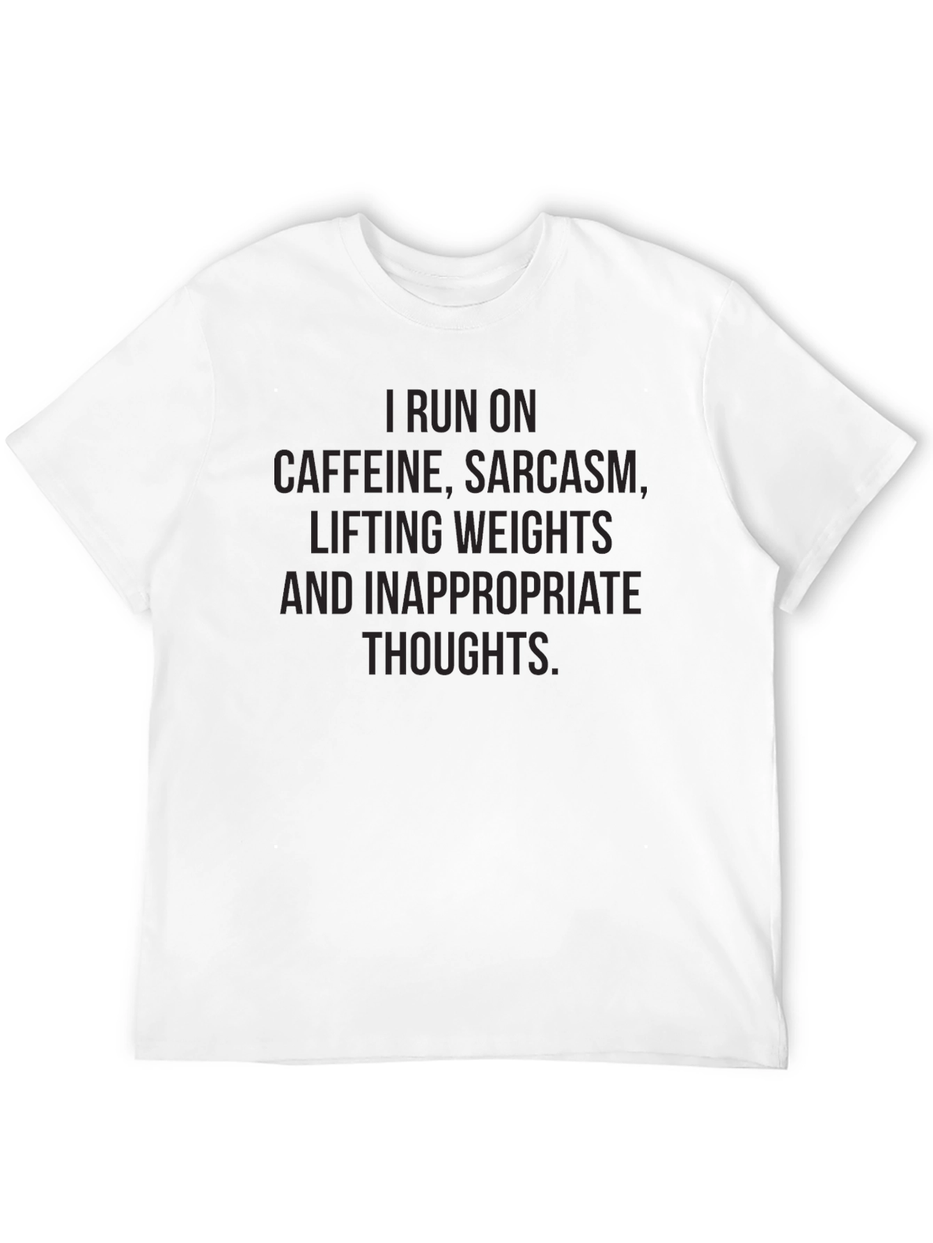 Funny Workout T-Shirt: Caffeine Sarcasm Weights