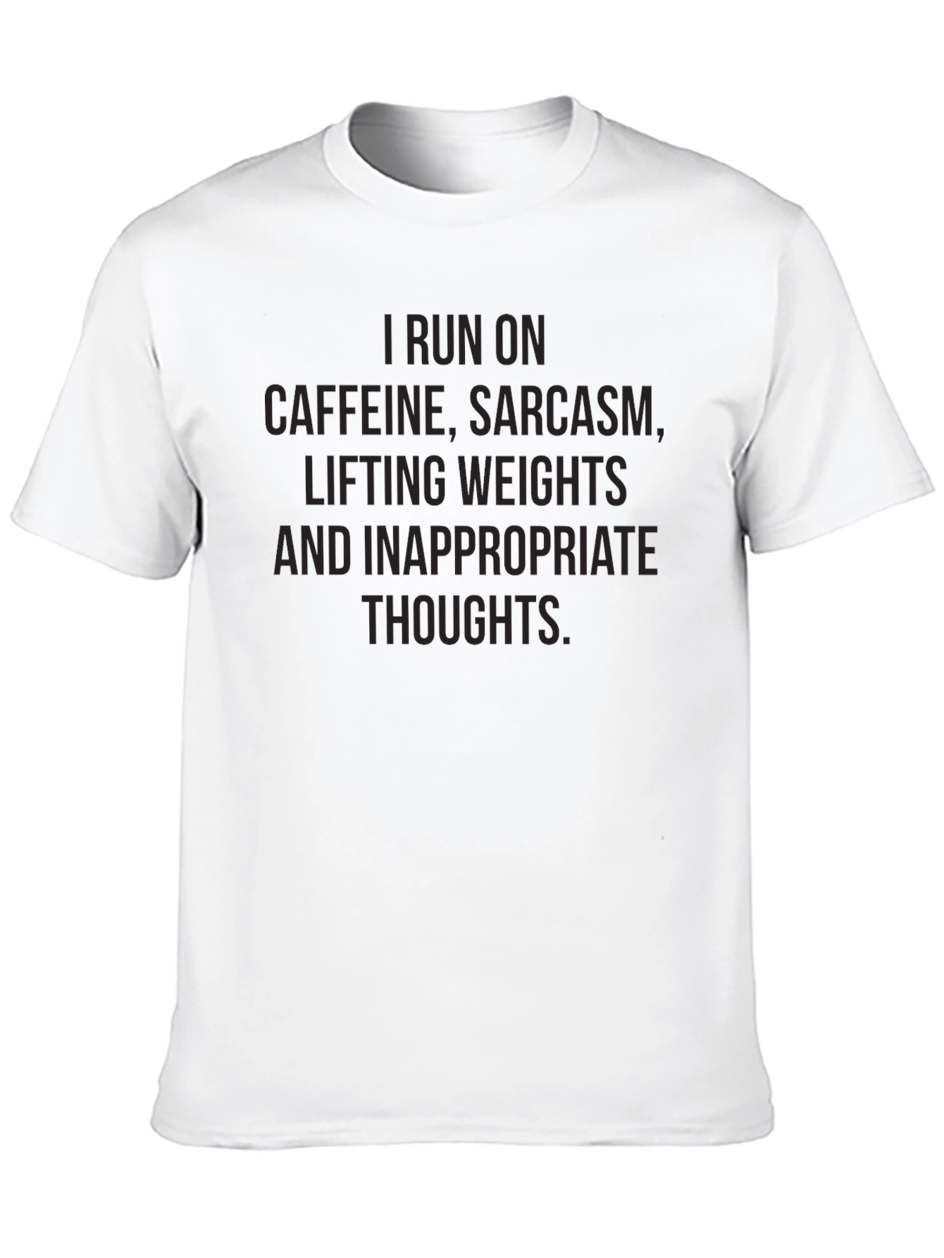 Funny Workout T-Shirt: Caffeine Sarcasm Weights