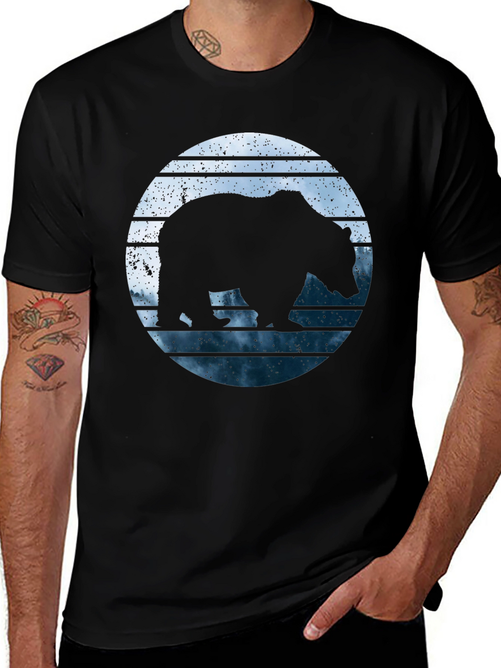 Bear Silhouette Graphic Print Tee