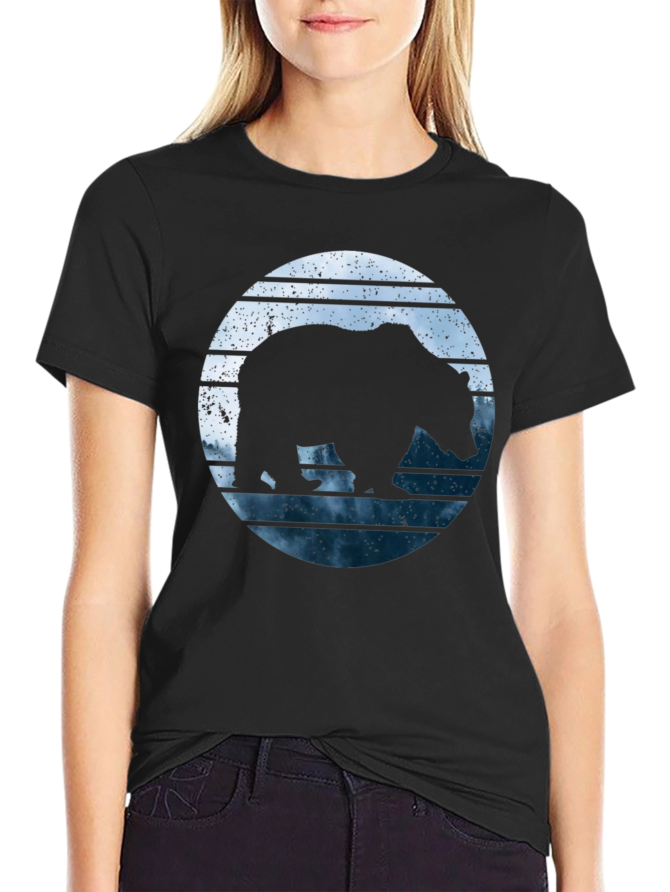 Bear Silhouette Graphic Print Tee