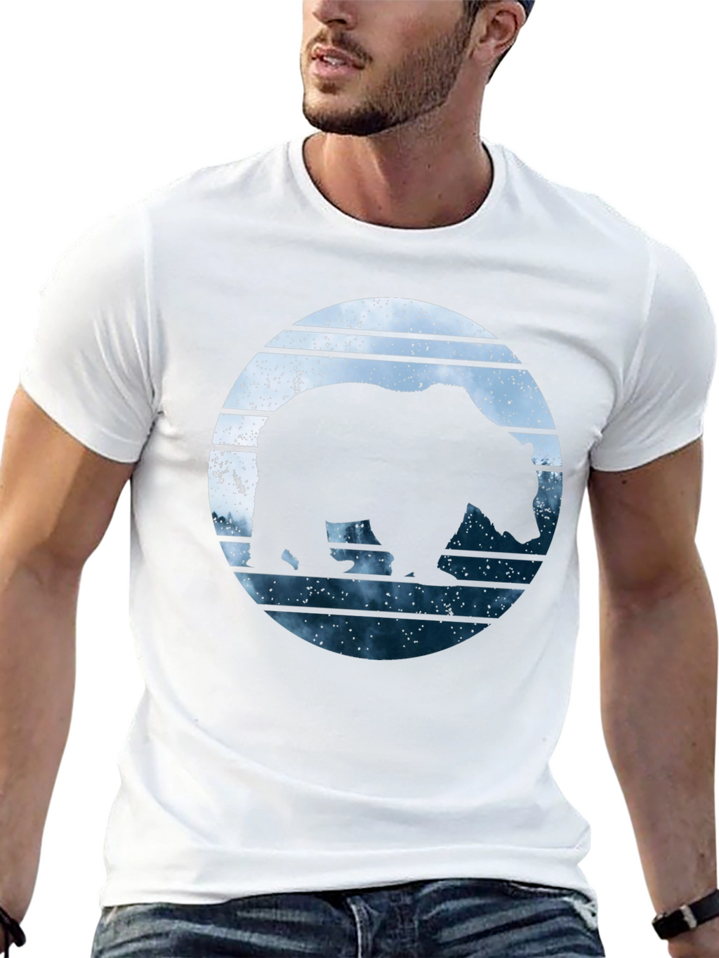 Bear Silhouette Graphic Print Tee