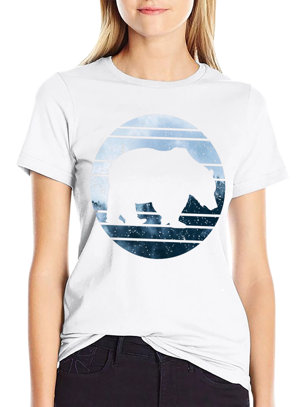 Bear Silhouette Graphic Print Tee