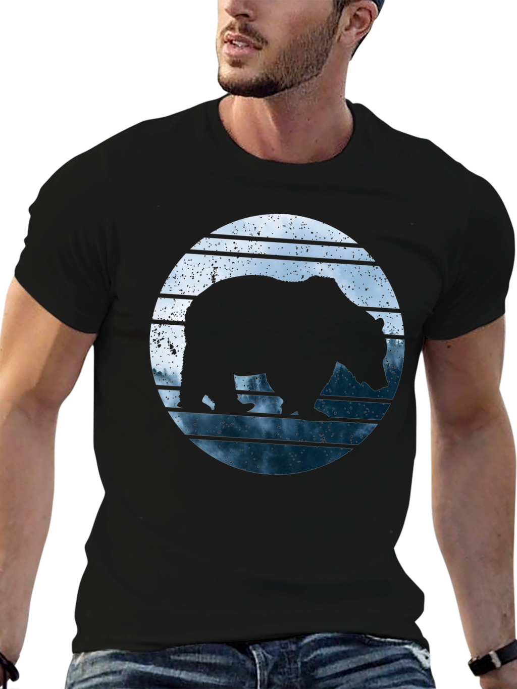 Bear Silhouette Graphic Print Tee