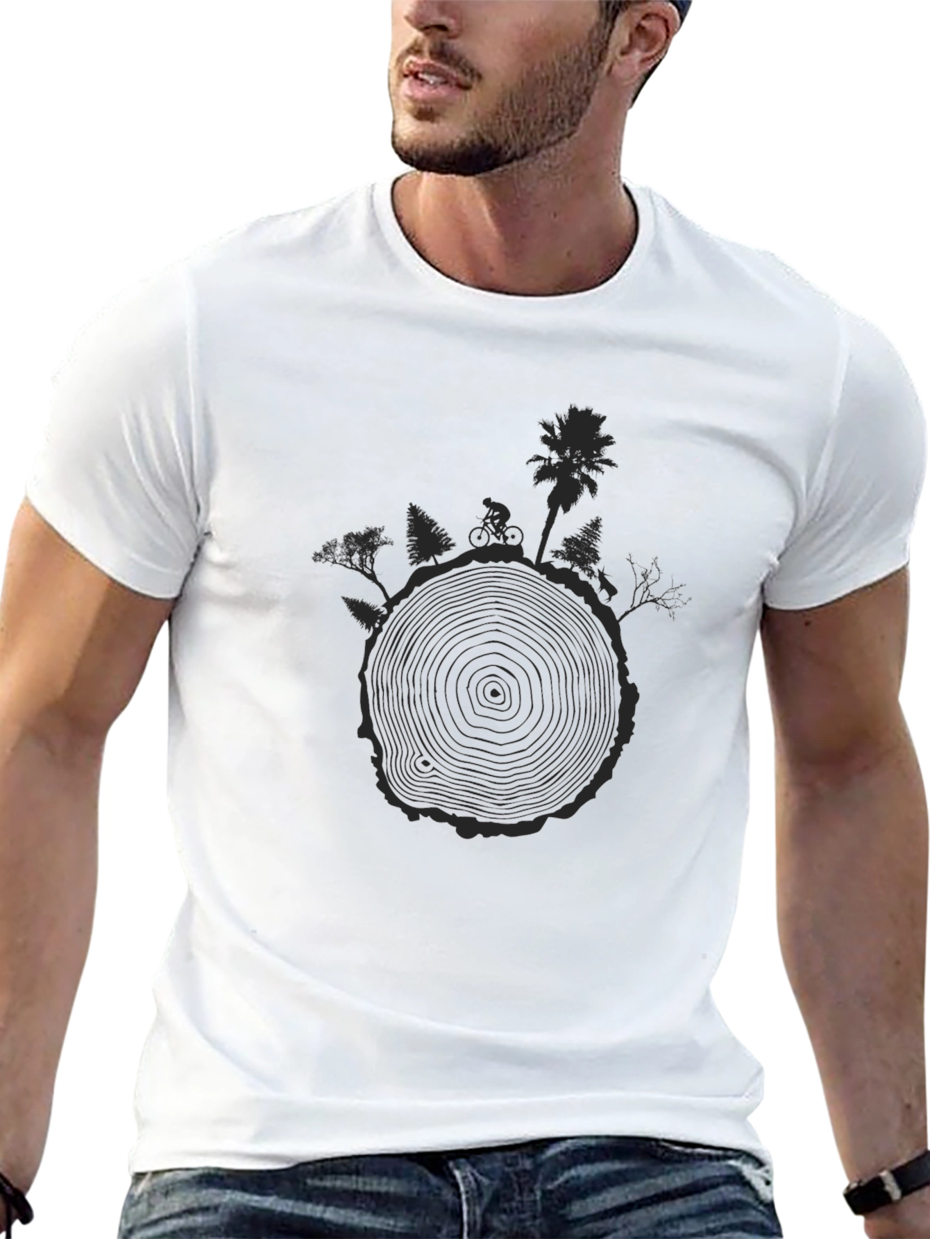 Nature Rings Graphic Tee - Black Cotton T-Shirt
