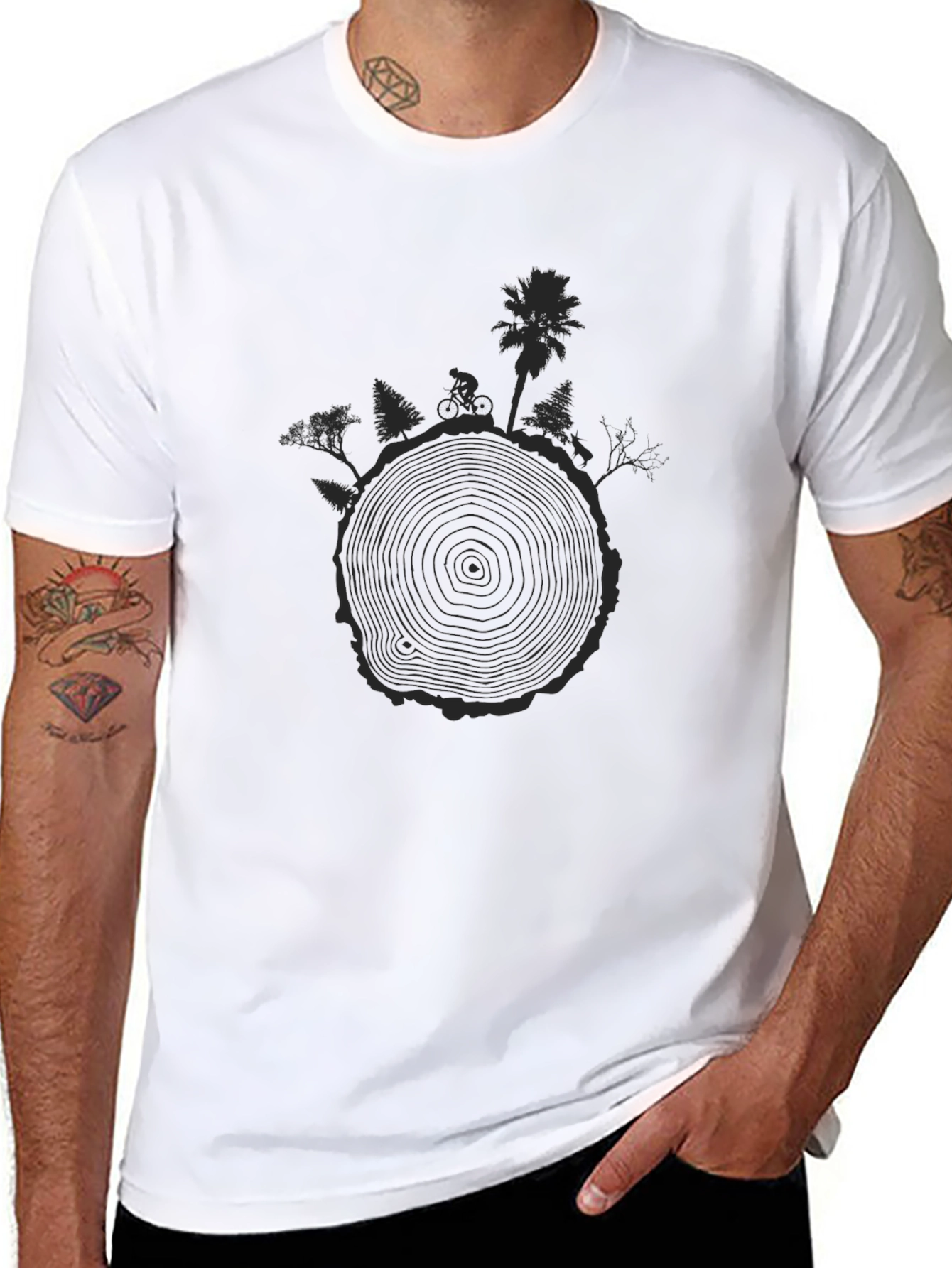 Nature Rings Graphic Tee - Black Cotton T-Shirt