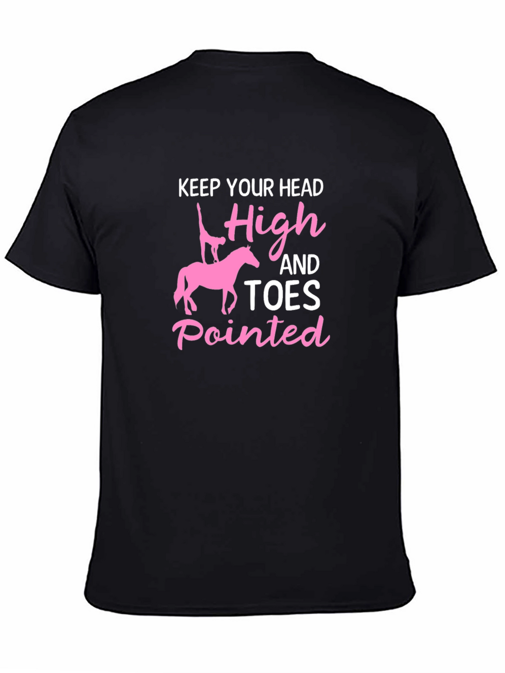 Pink Horse Graphic Black T-Shirt