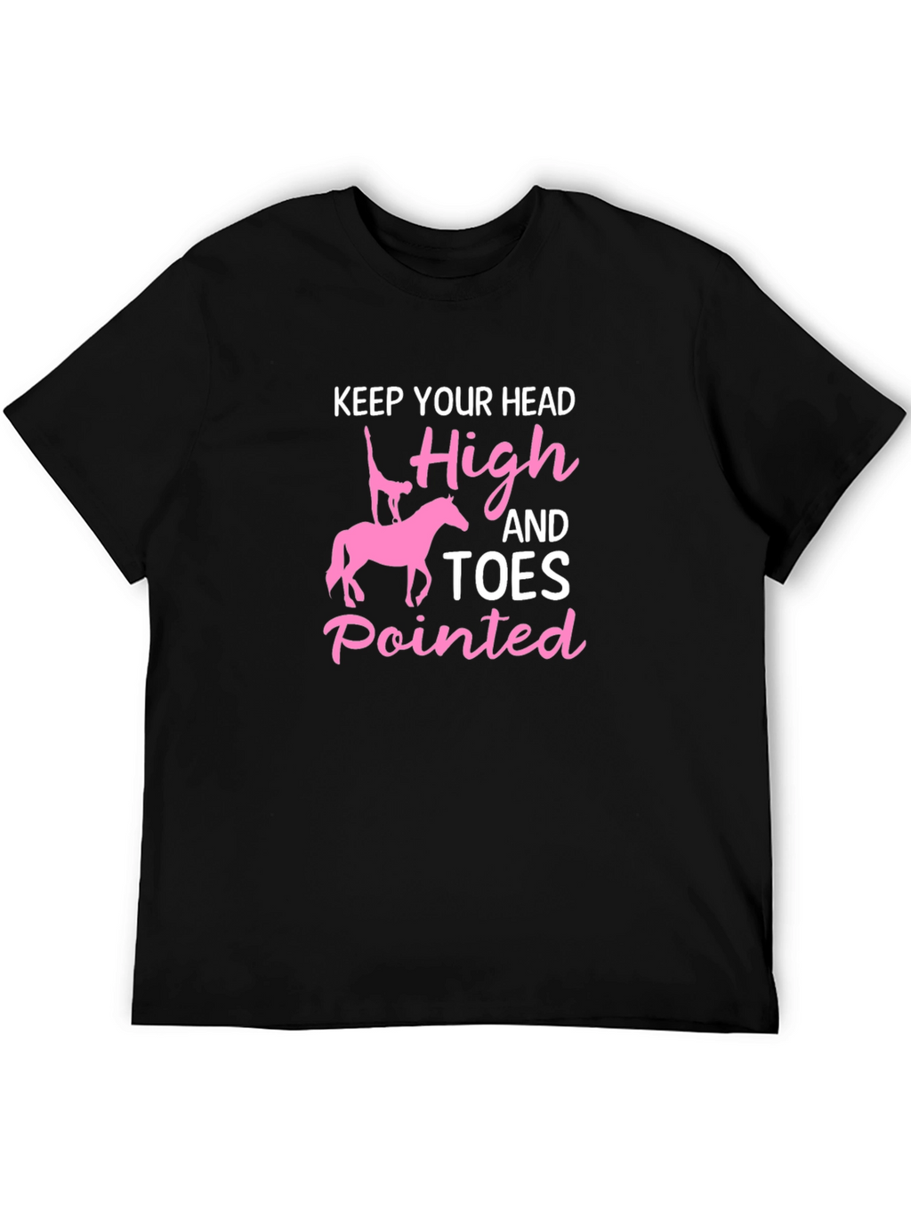 Pink Horse Graphic Black T-Shirt