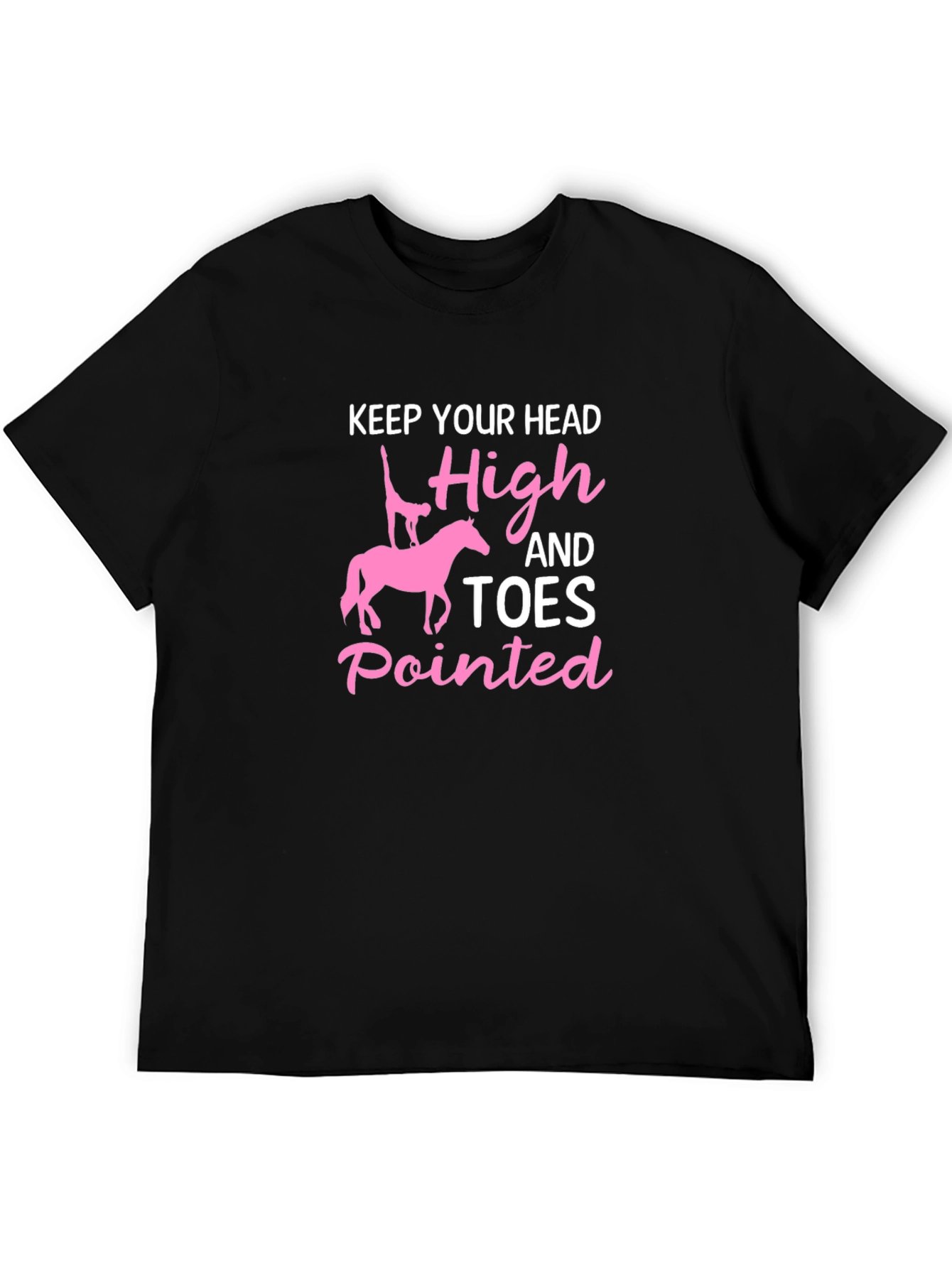 Pink Horse Graphic Black T-Shirt