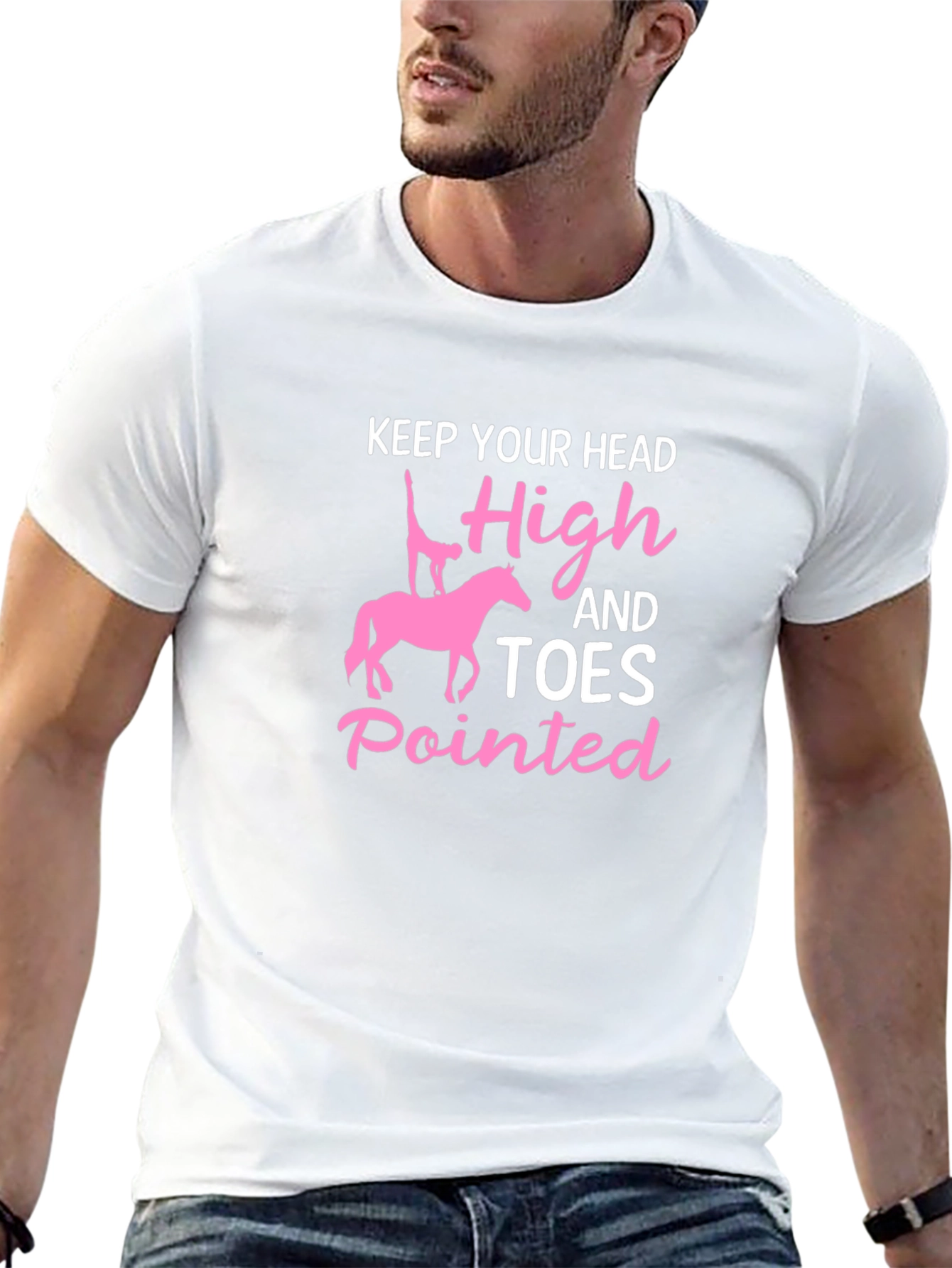 Pink Horse Graphic Black T-Shirt