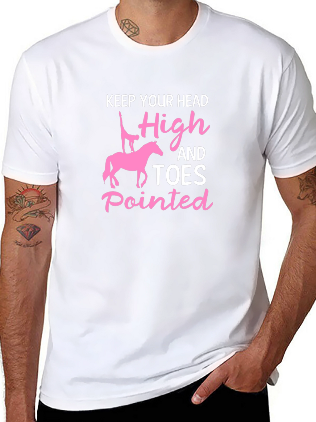 Pink Horse Graphic Black T-Shirt