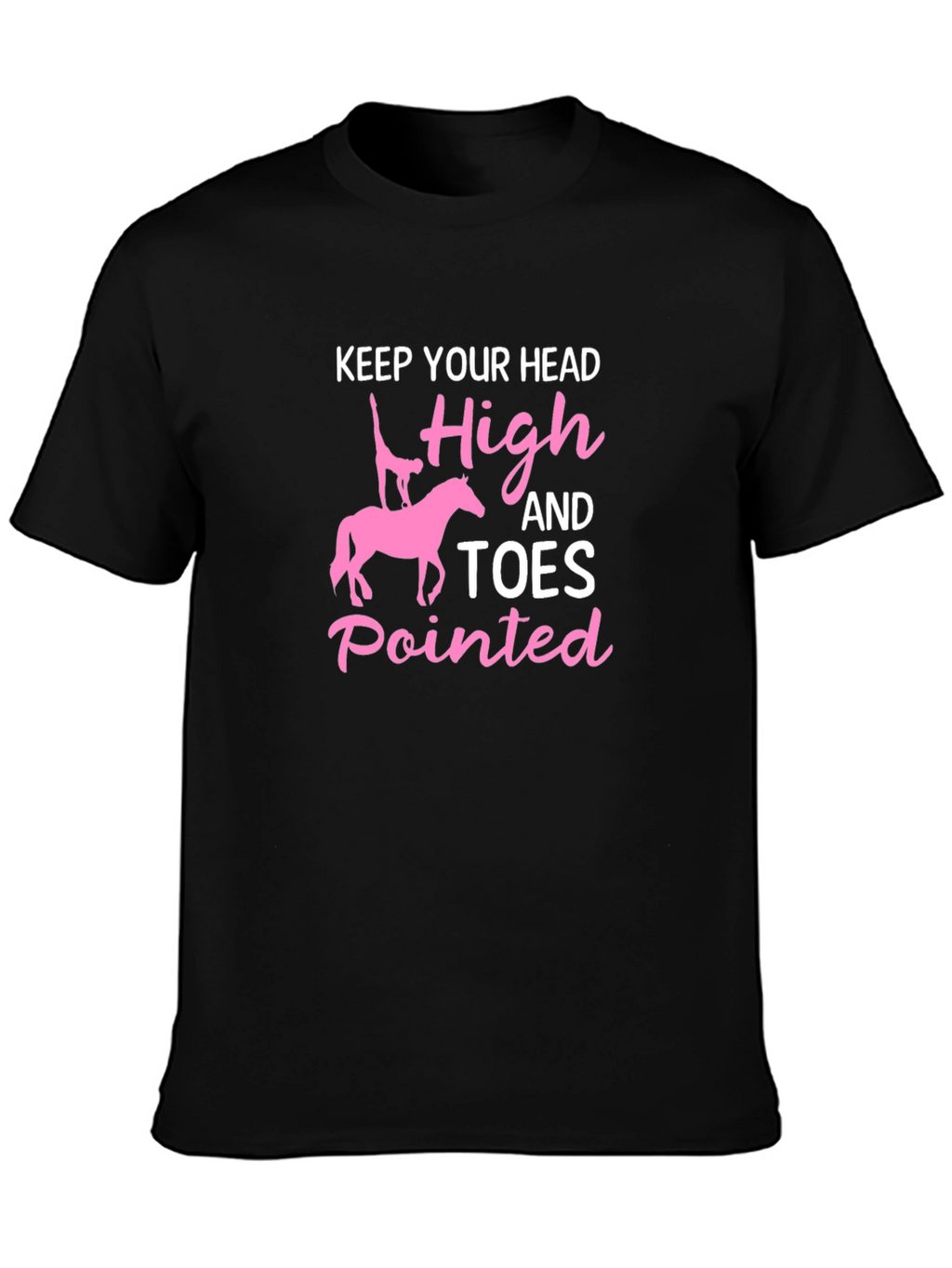 Pink Horse Graphic Black T-Shirt