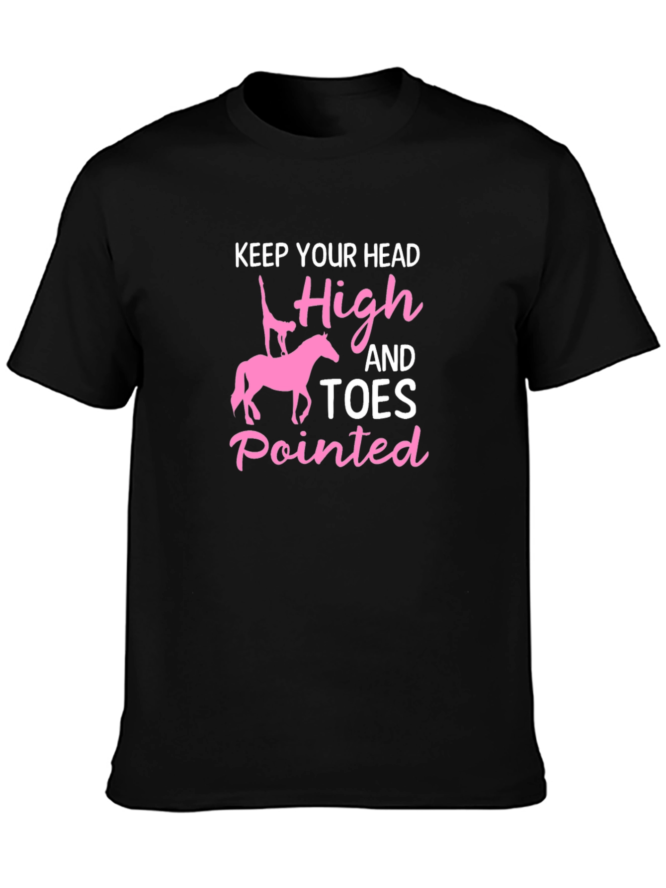 Pink Horse Graphic Black T-Shirt
