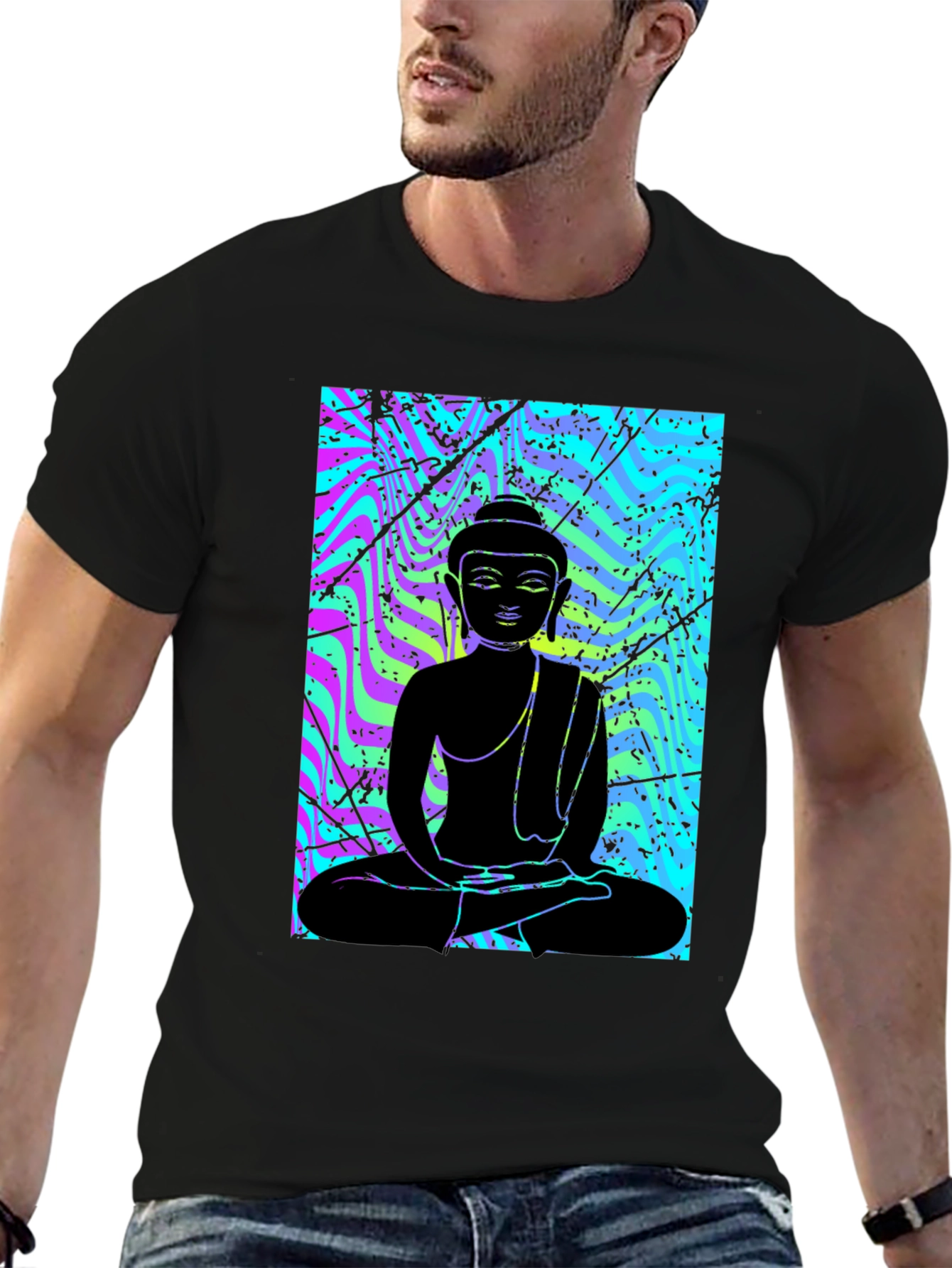 Buddha Black Graphic T-Shirt - Meditative Style