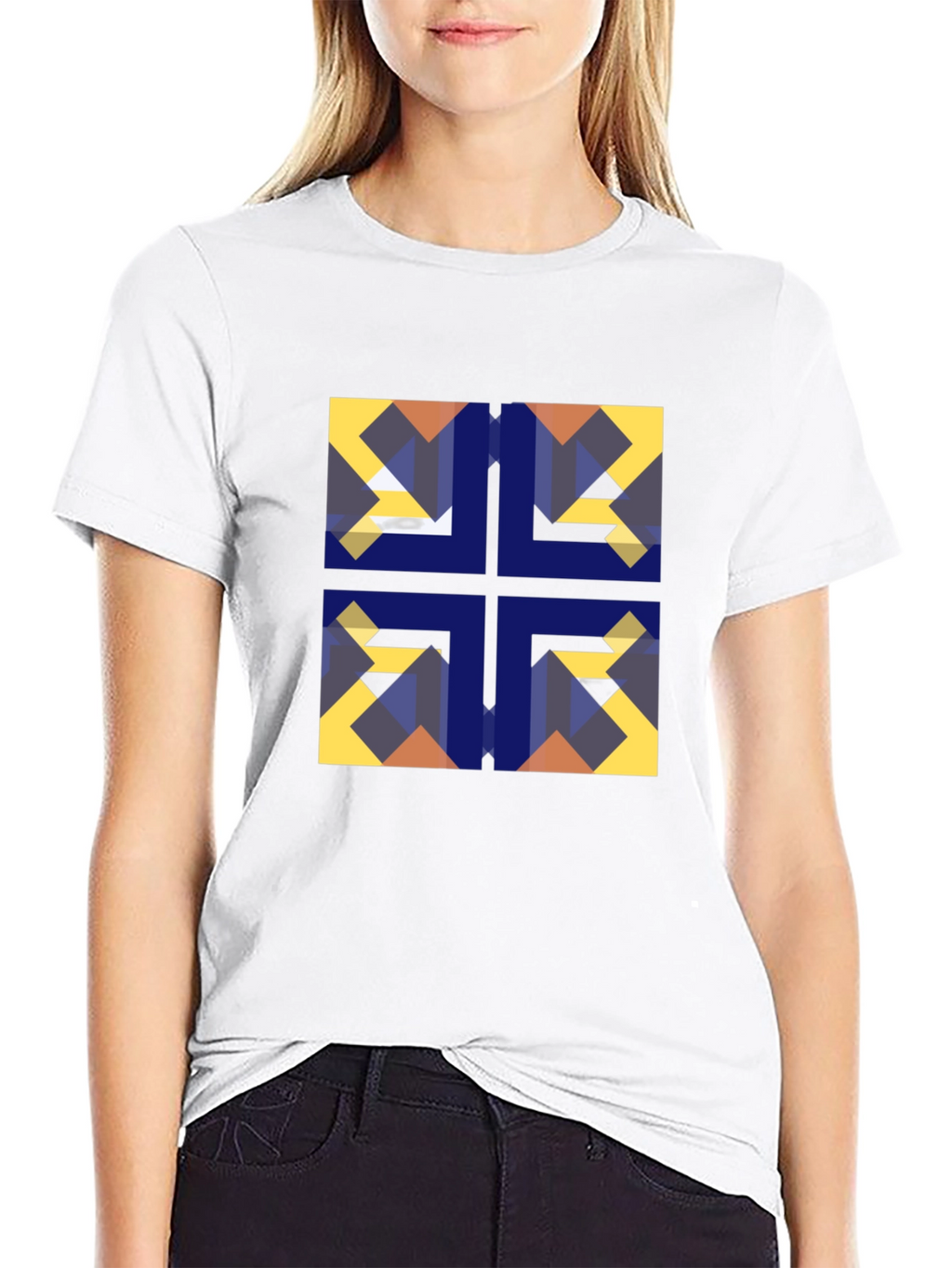 Geometric Mosaic Black Tee