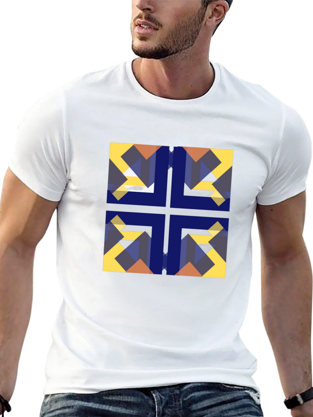 Geometric Mosaic Black Tee