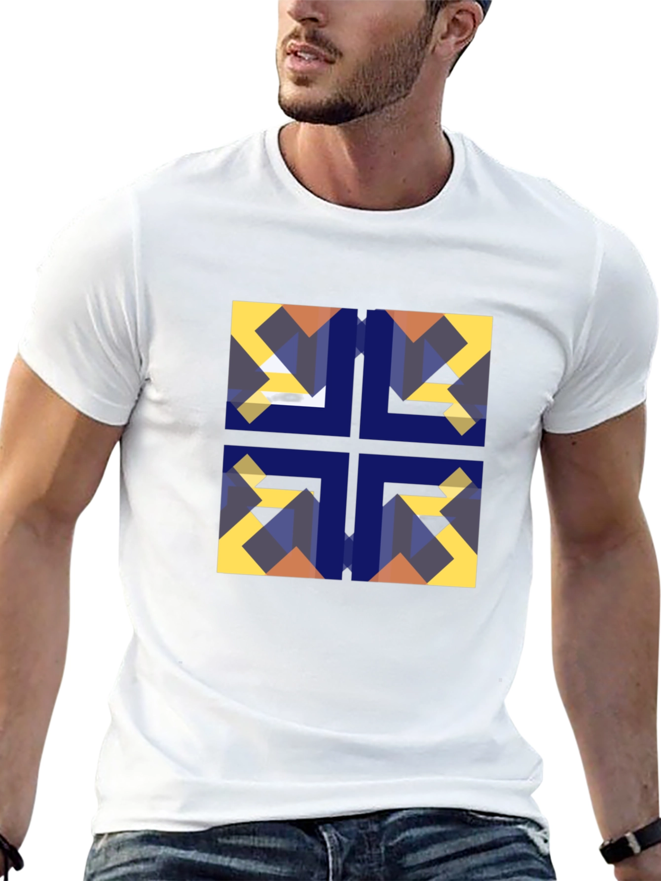 Geometric Mosaic Black Tee
