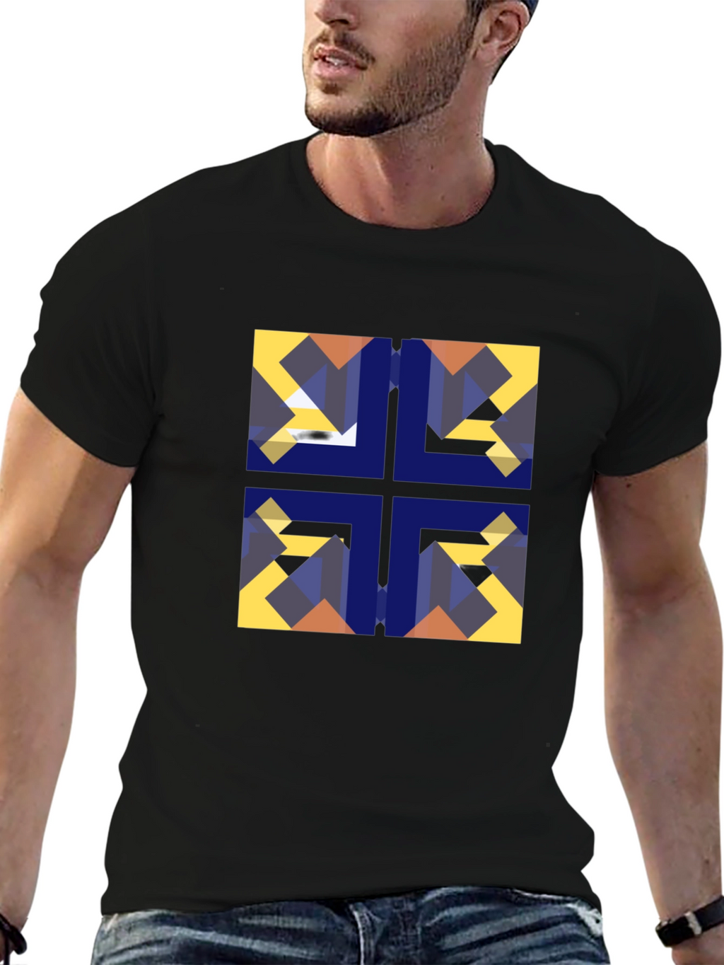 Geometric Mosaic Black Tee