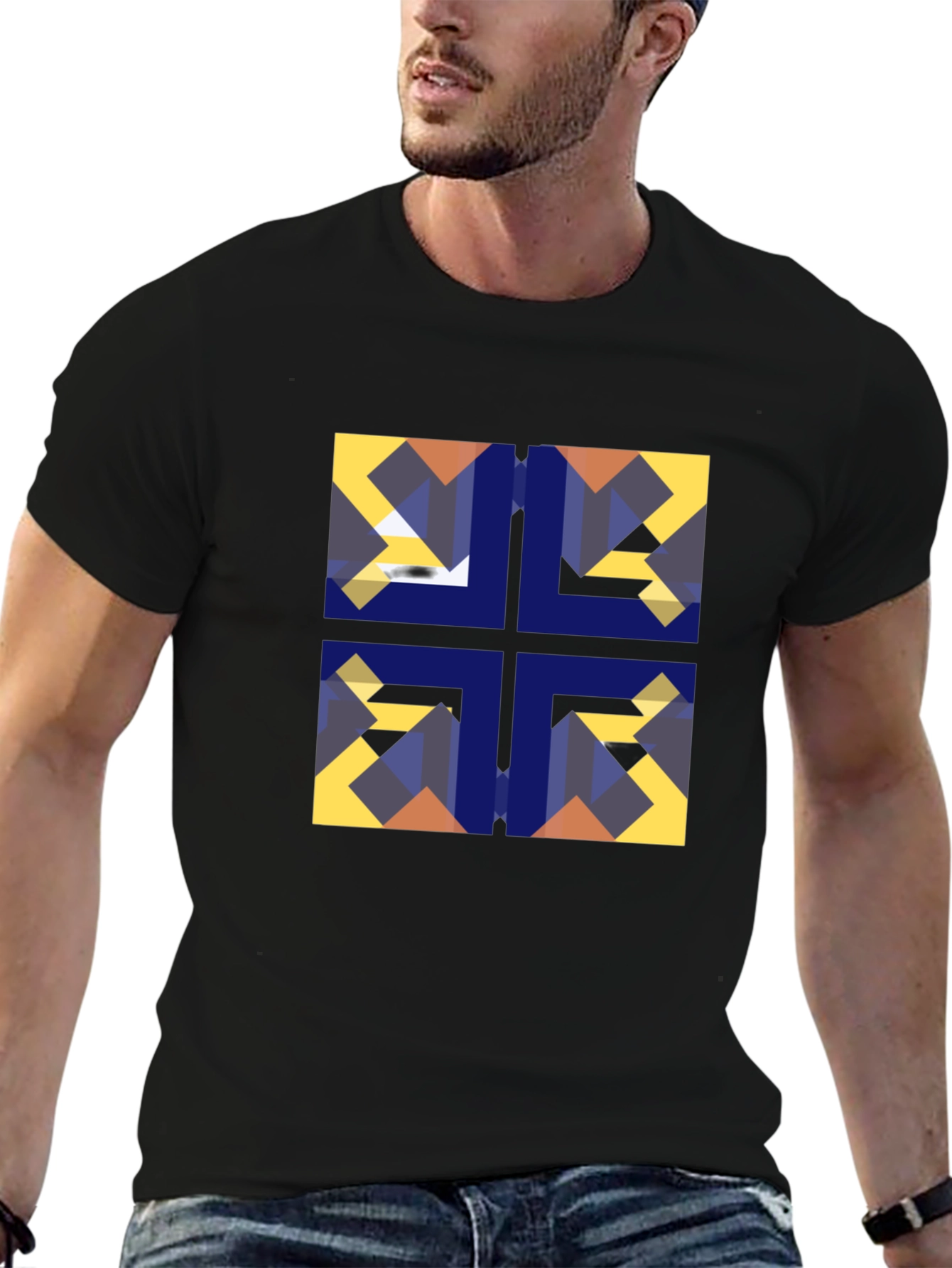 Geometric Mosaic Black Tee