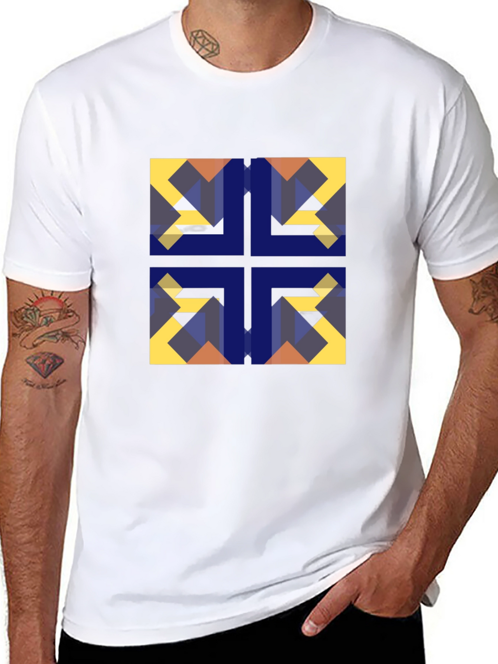 Geometric Mosaic Black Tee