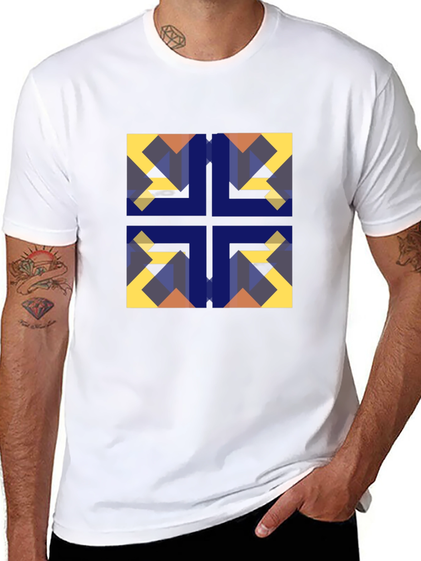 Geometric Mosaic Black Tee