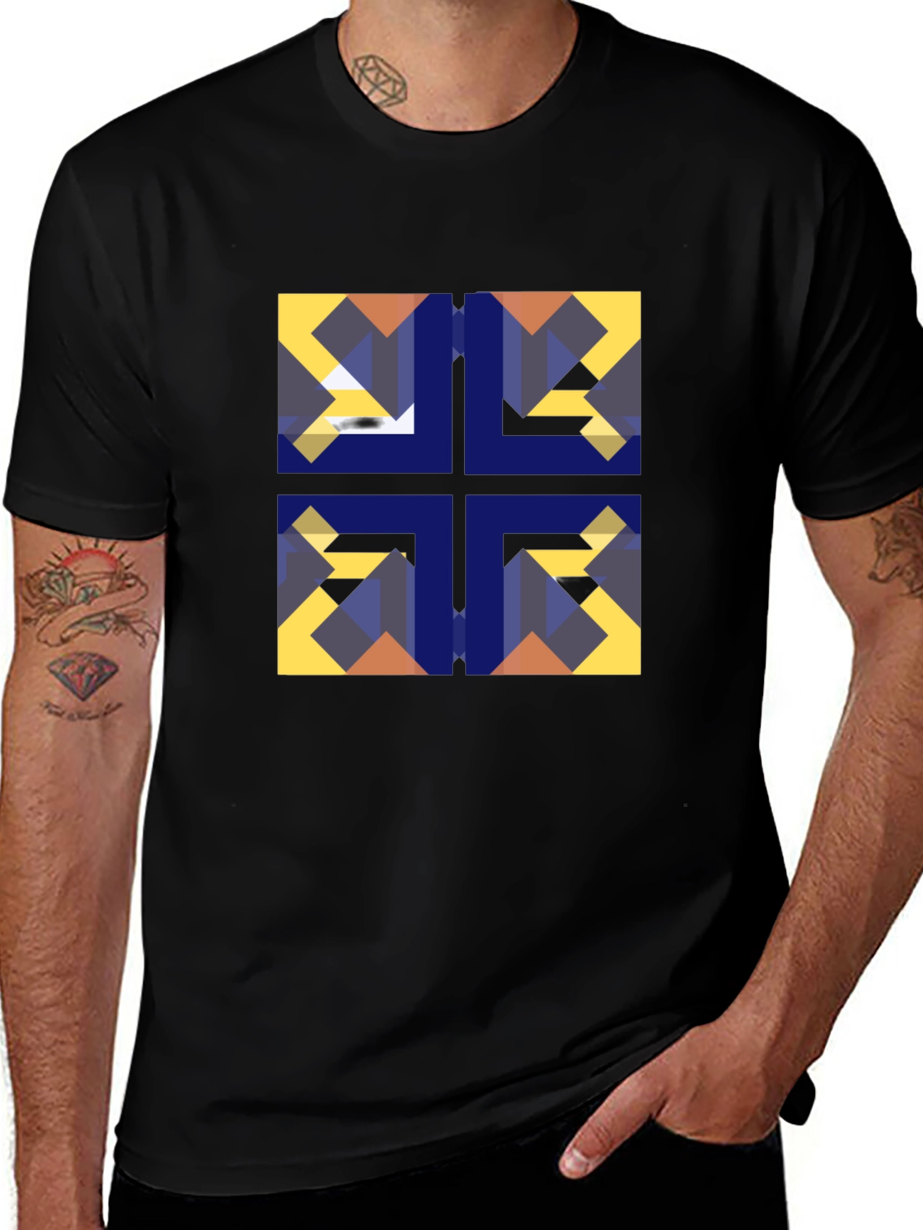 Geometric Mosaic Black Tee