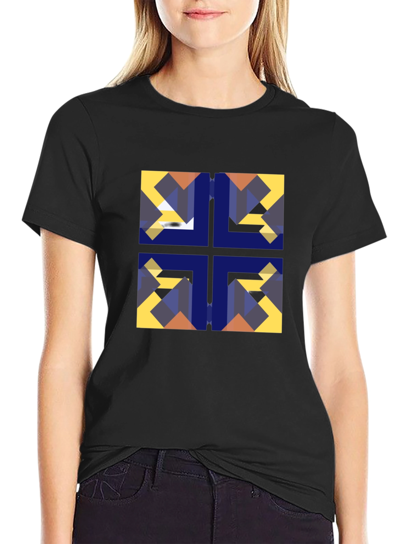 Geometric Mosaic Black Tee