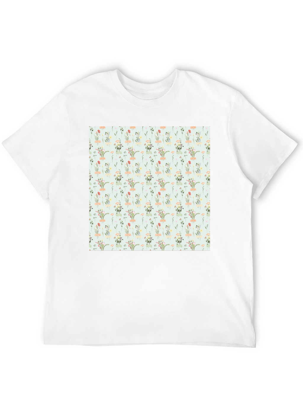Floral Pattern Black T-Shirt