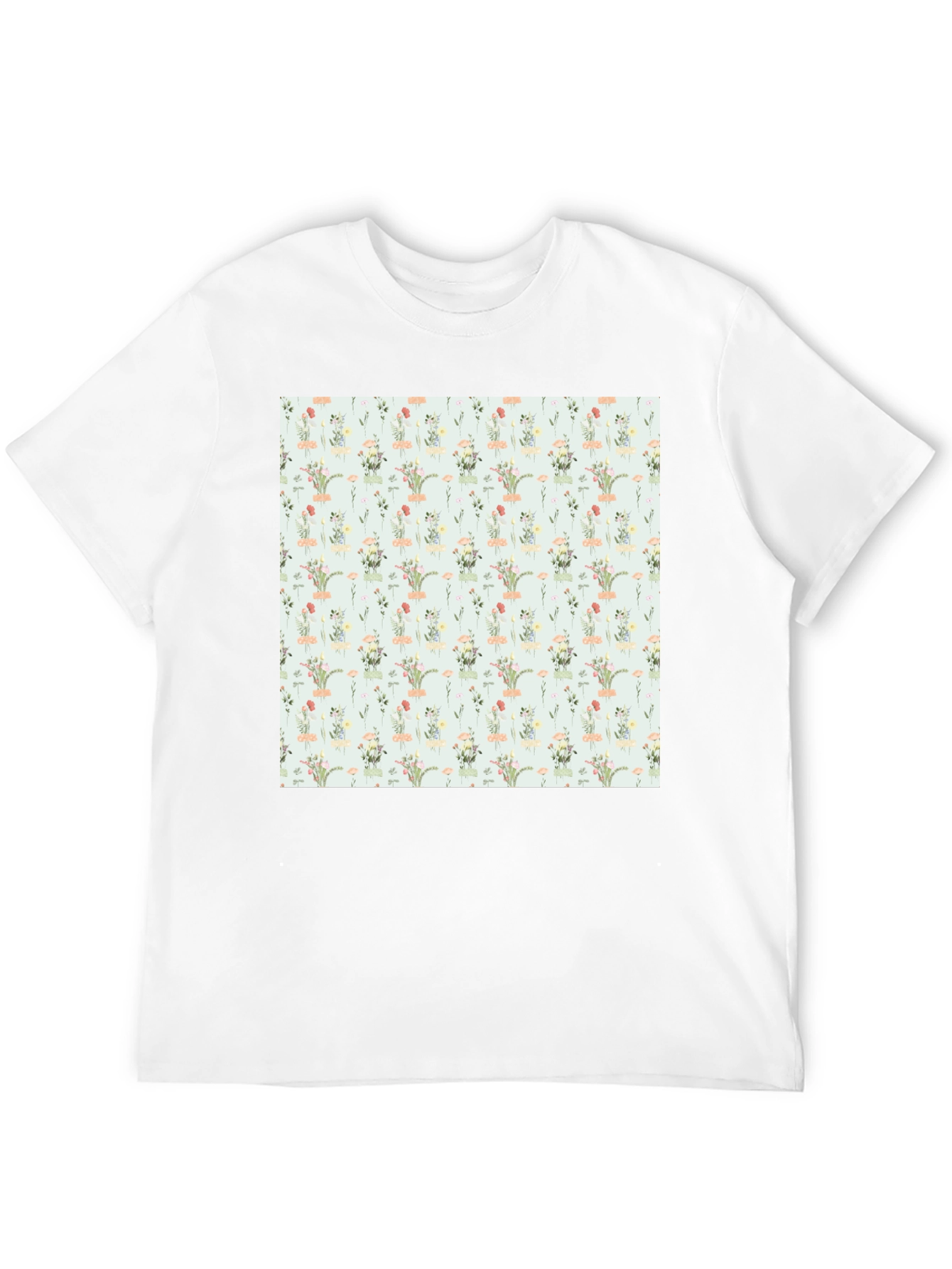 Floral Pattern Black T-Shirt