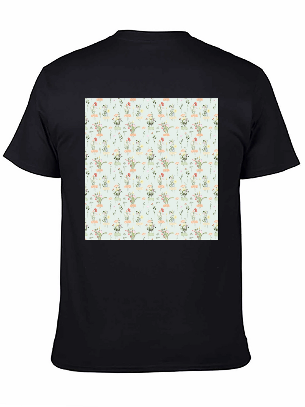Floral Pattern Black T-Shirt
