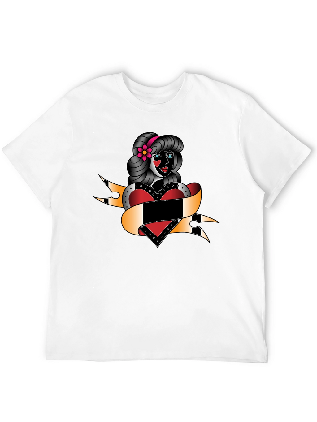 Retro Tattoo Girl Black T-Shirt