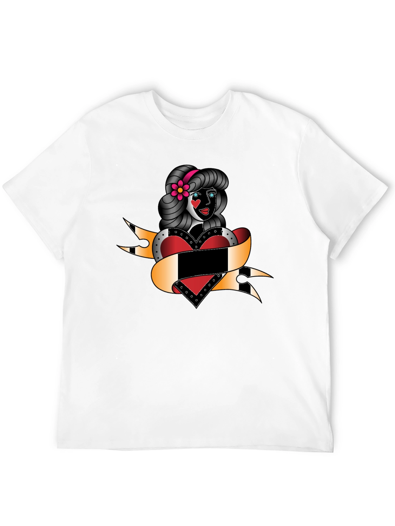 Retro Tattoo Girl Black T-Shirt