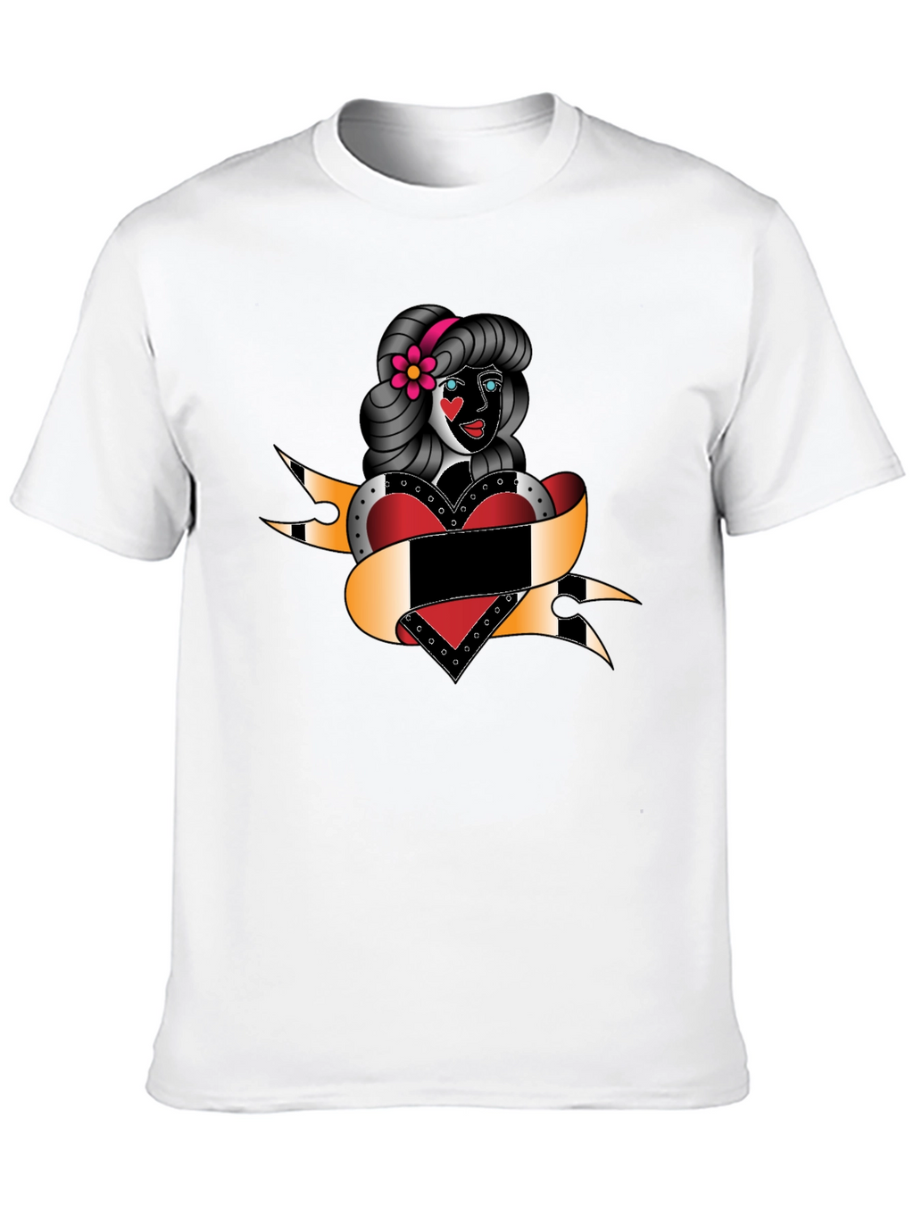 Retro Tattoo Girl Black T-Shirt