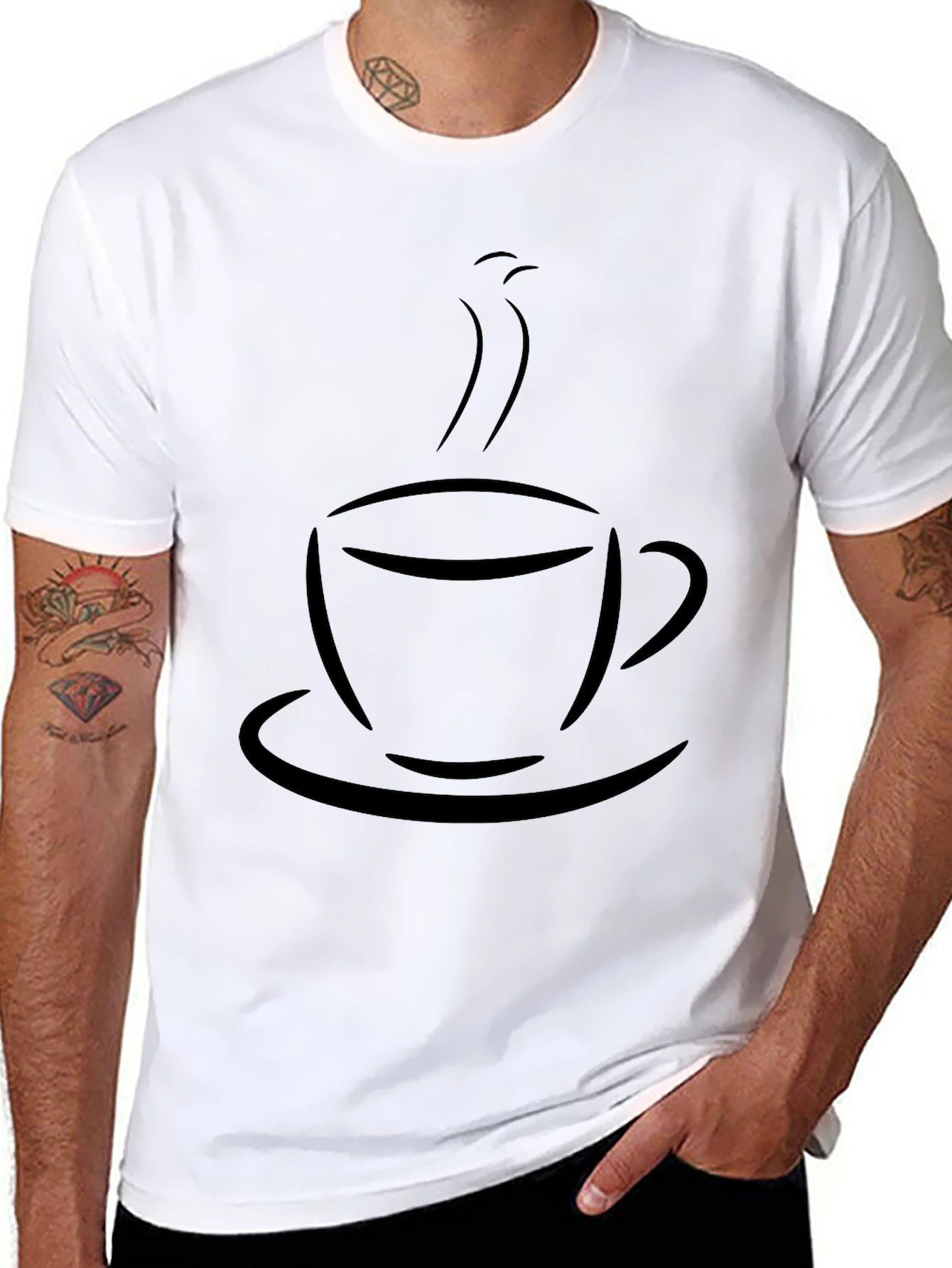 Coffee Cup Graphic T-Shirt - Solid Black Tee