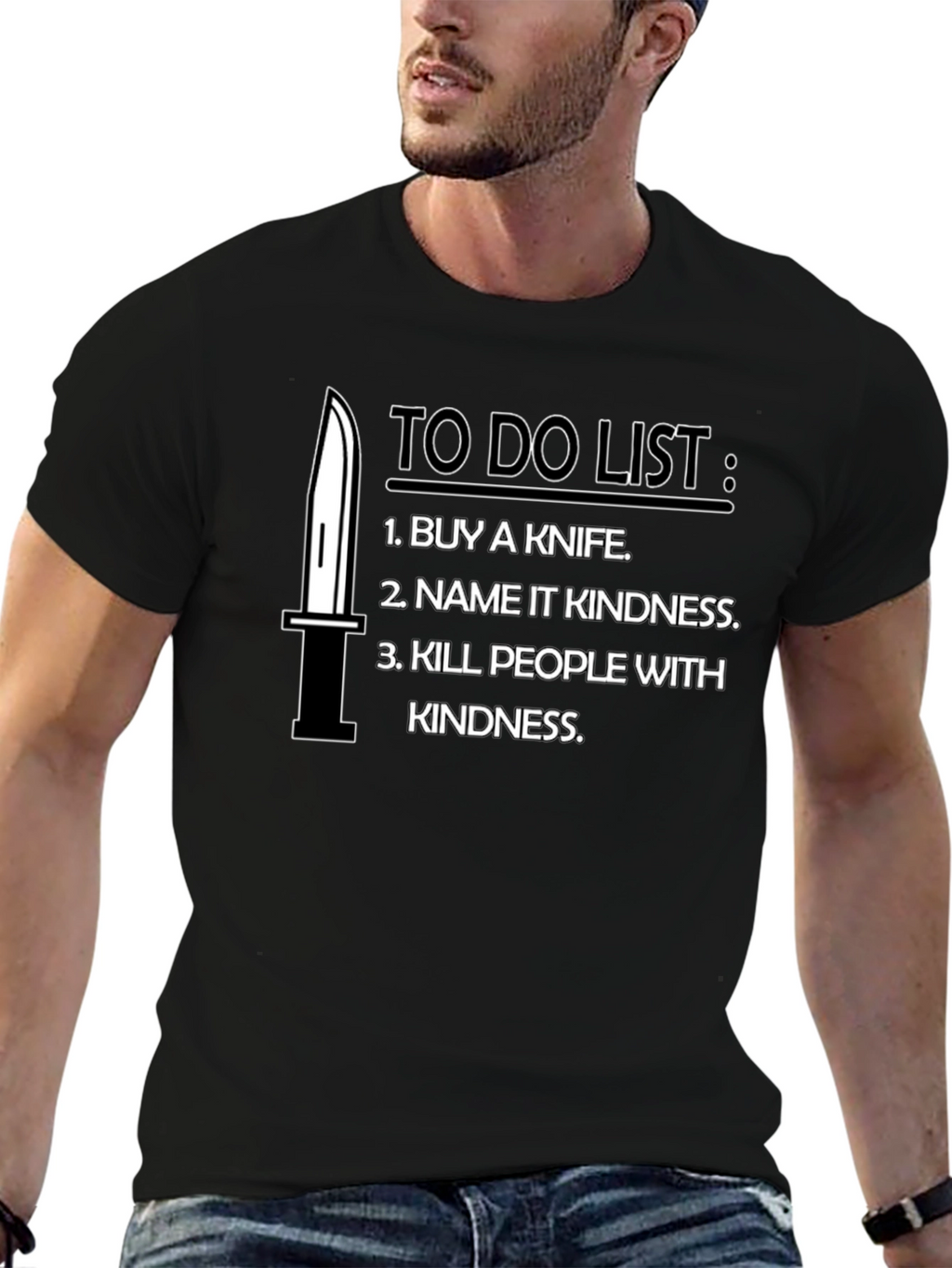 Humorous To-Do List Black T-Shirt