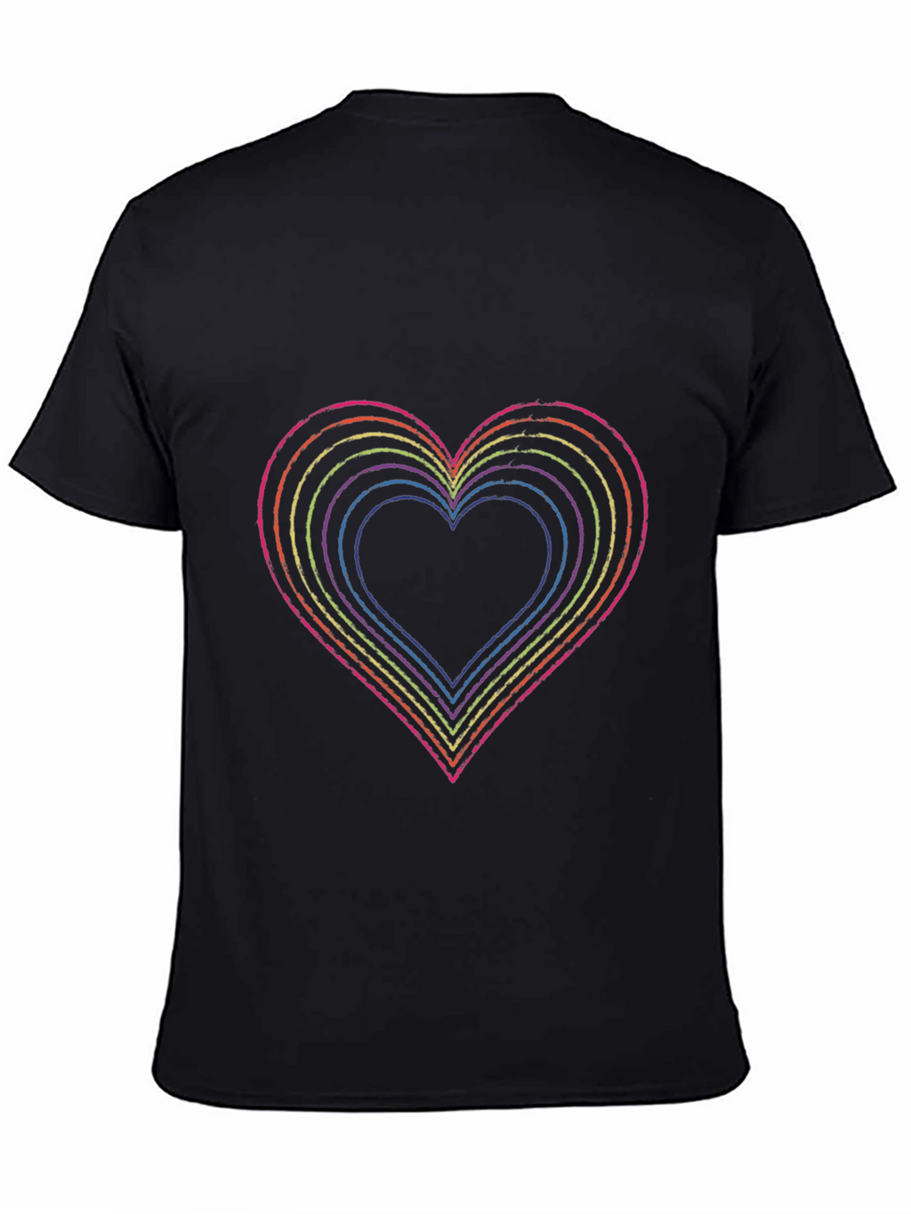 Rainbow Heart Graphic Black T-Shirt