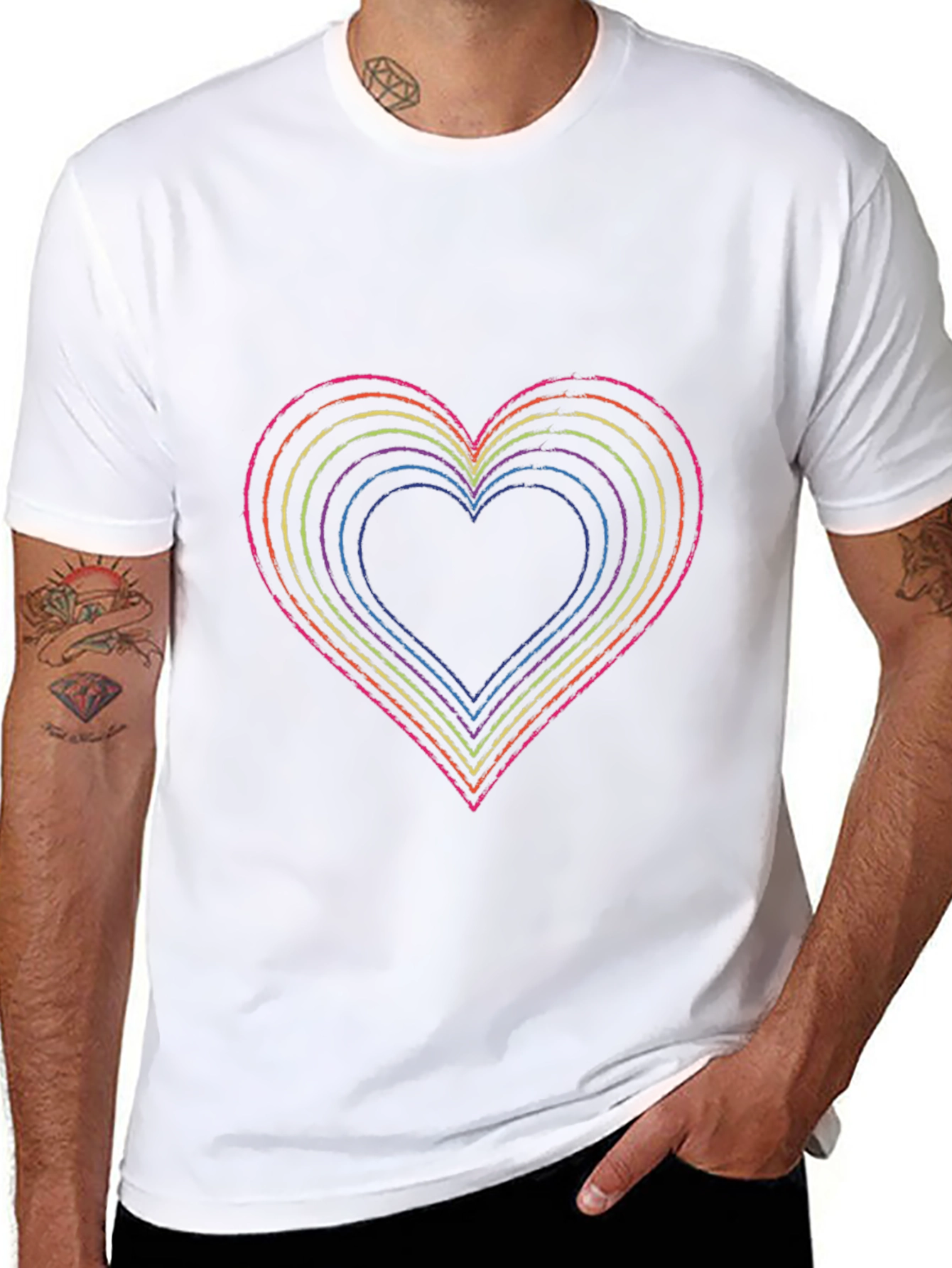 Rainbow Heart Graphic Black T-Shirt