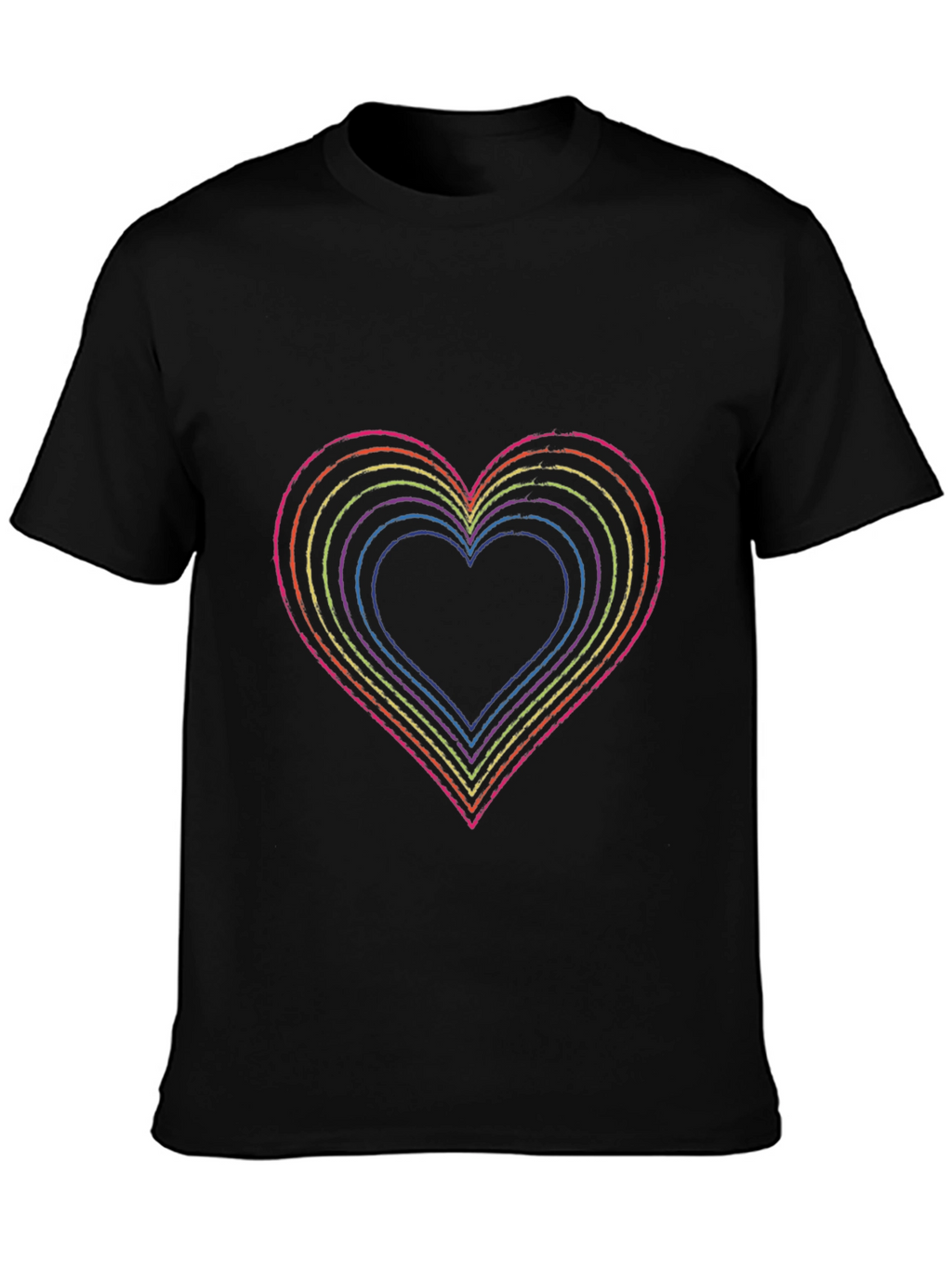 Rainbow Heart Graphic Black T-Shirt