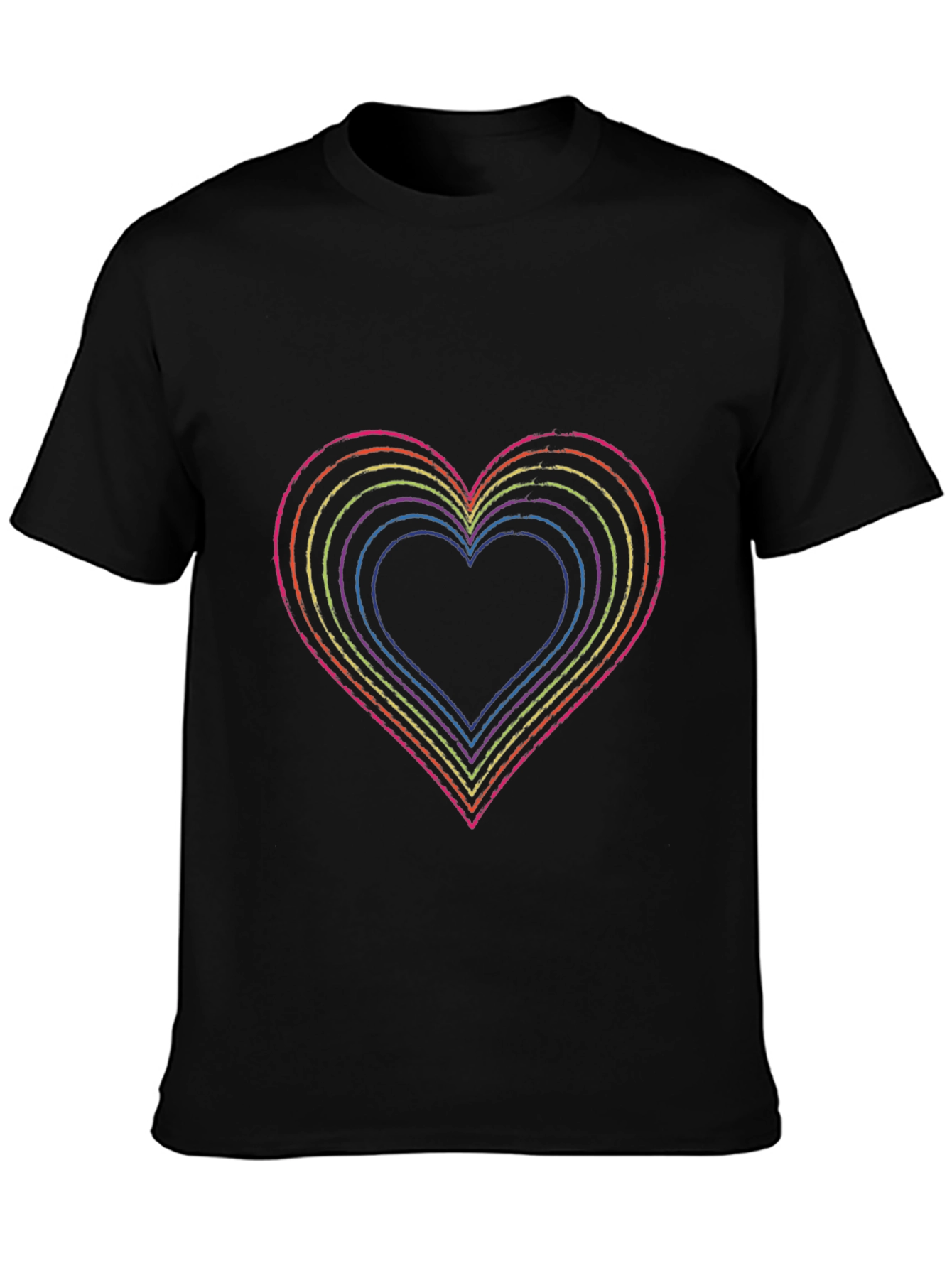 Rainbow Heart Graphic Black T-Shirt